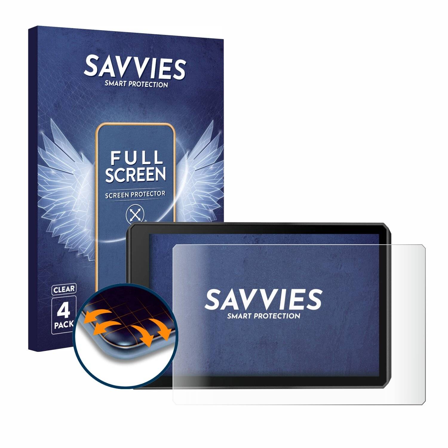4x Savvies Full-Screen Folie für Garmin zumo