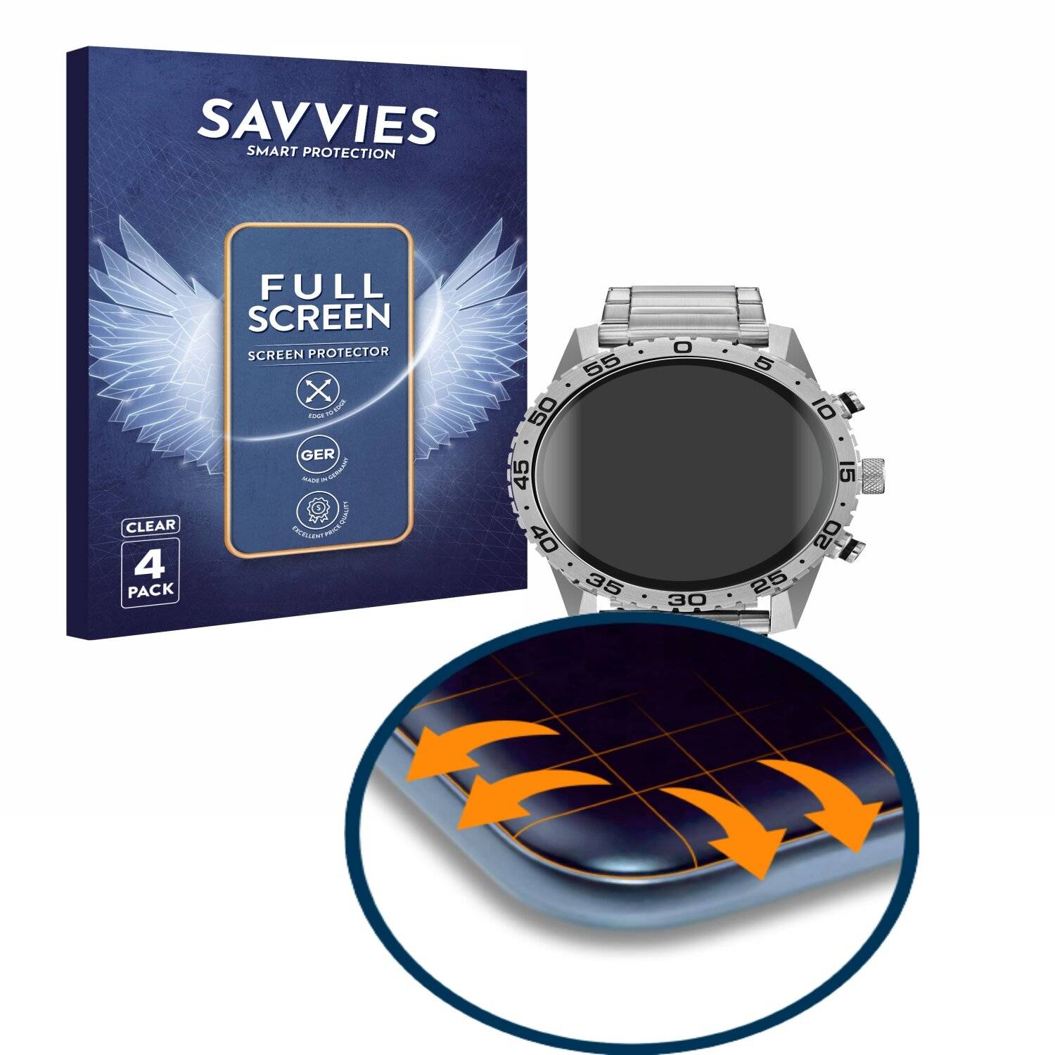 4x Savvies Full-Screen Folie für Citizen Gen-2 CZ Smart (4x Kreisrunde Displays