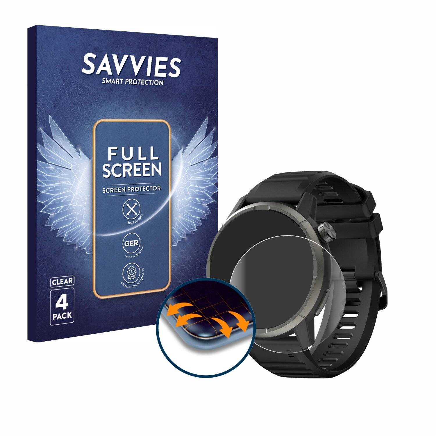 4x Savvies Full-Screen Folie für Kiprun GPS 900 by