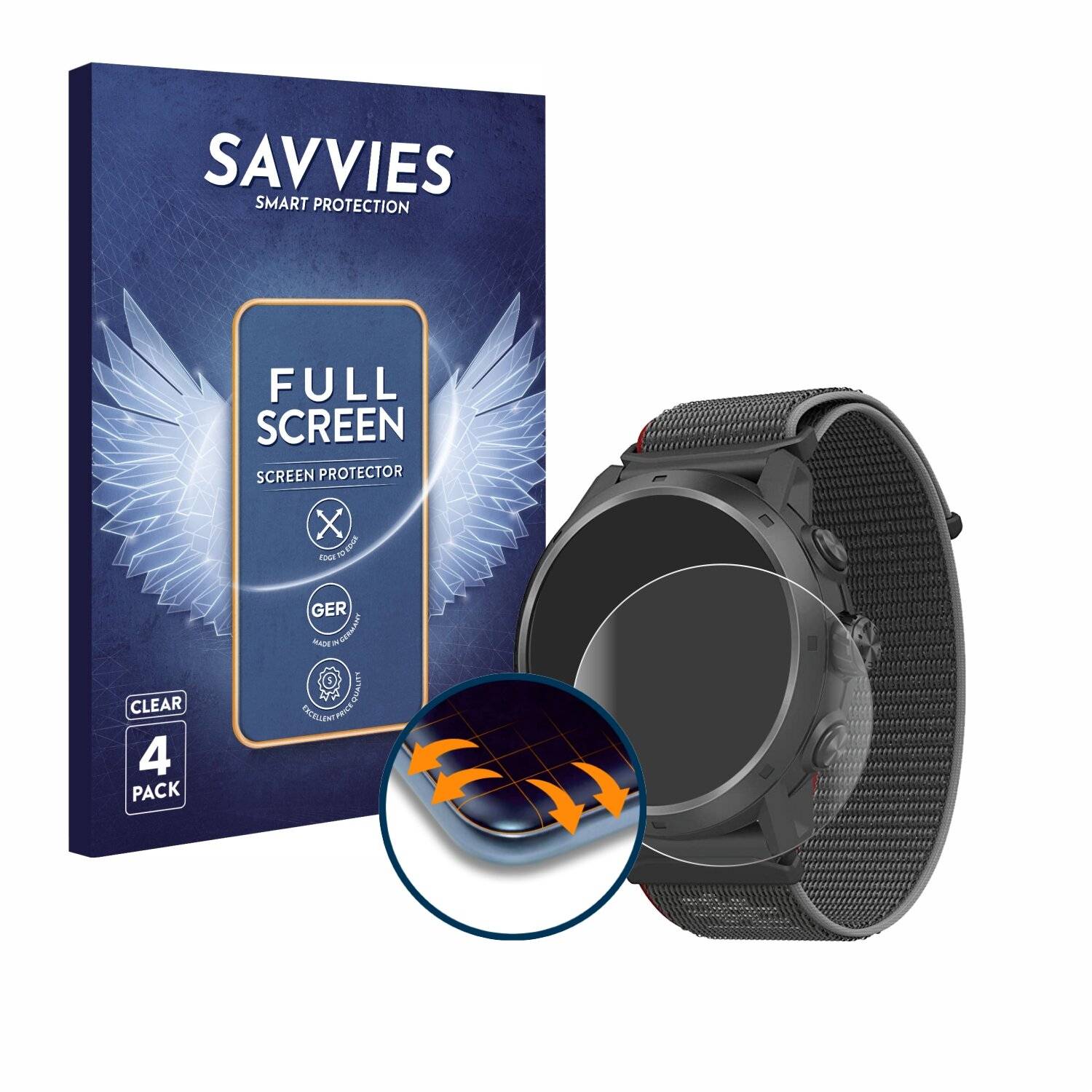 4x Savvies Full-Screen Folie für Coros Apex 2