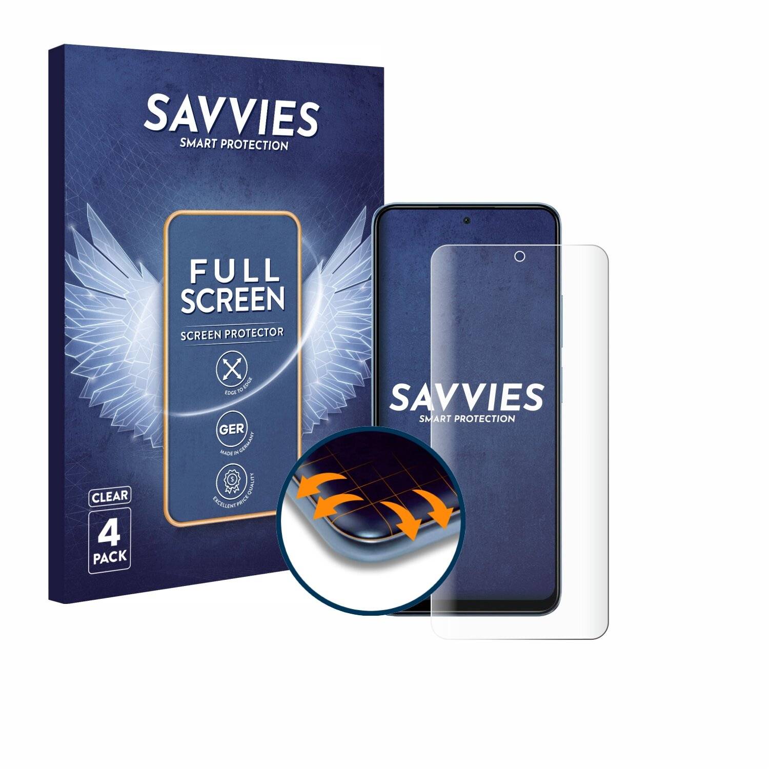 4x Savvies Full-Screen Folie für Xiaomi Redmi Note 12