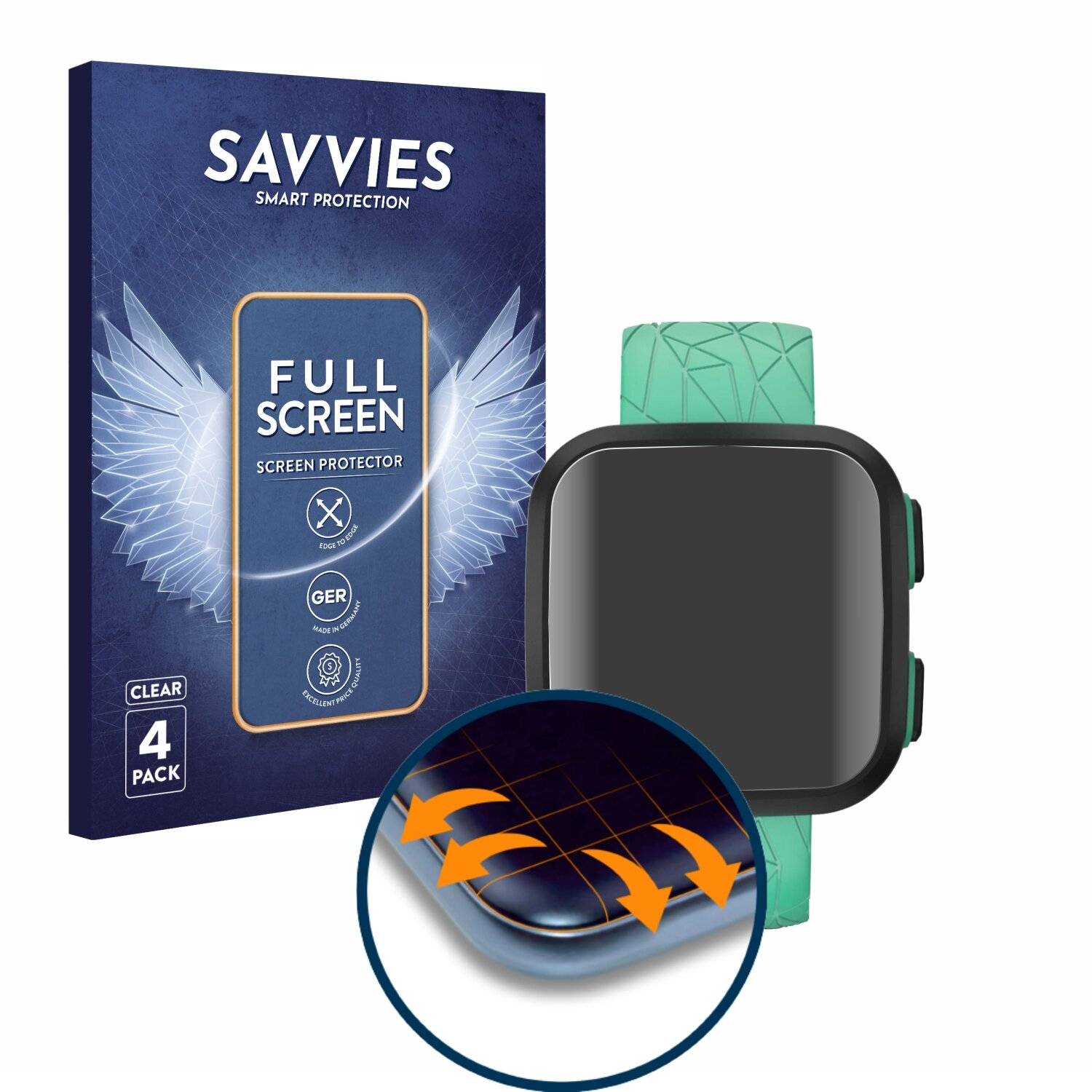 4x Savvies Full-Screen Folie für Garmin