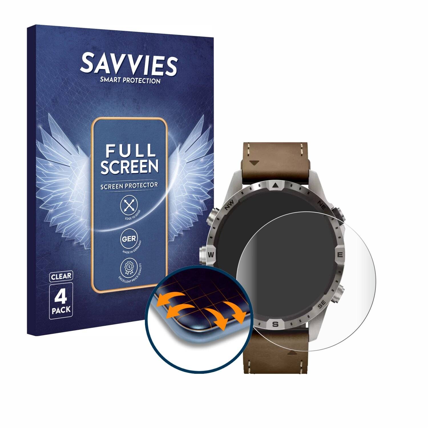 4x Savvies Full-Screen Folie für Garmin Marq Adventurer (Gen