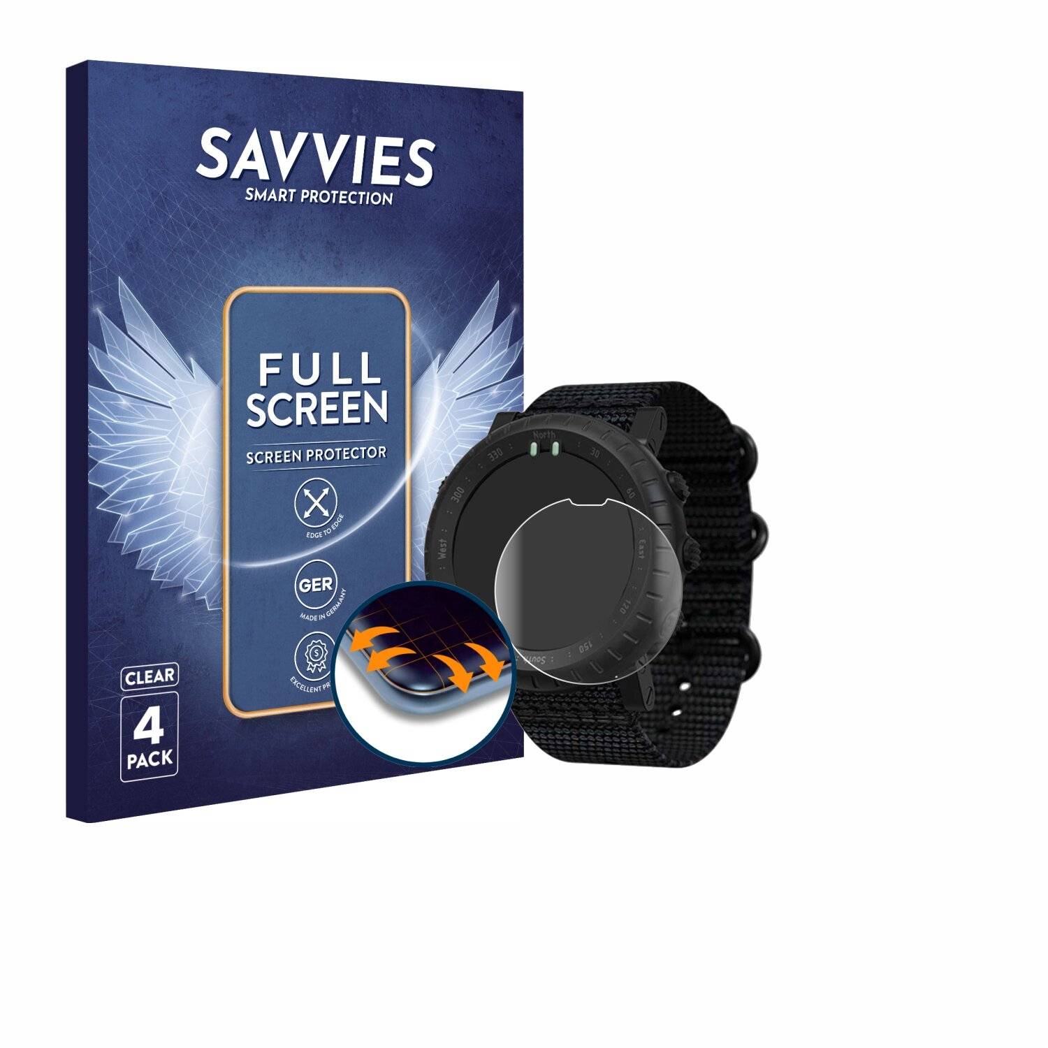 4x Savvies Full-Screen Folie für Suunto Core Alpha