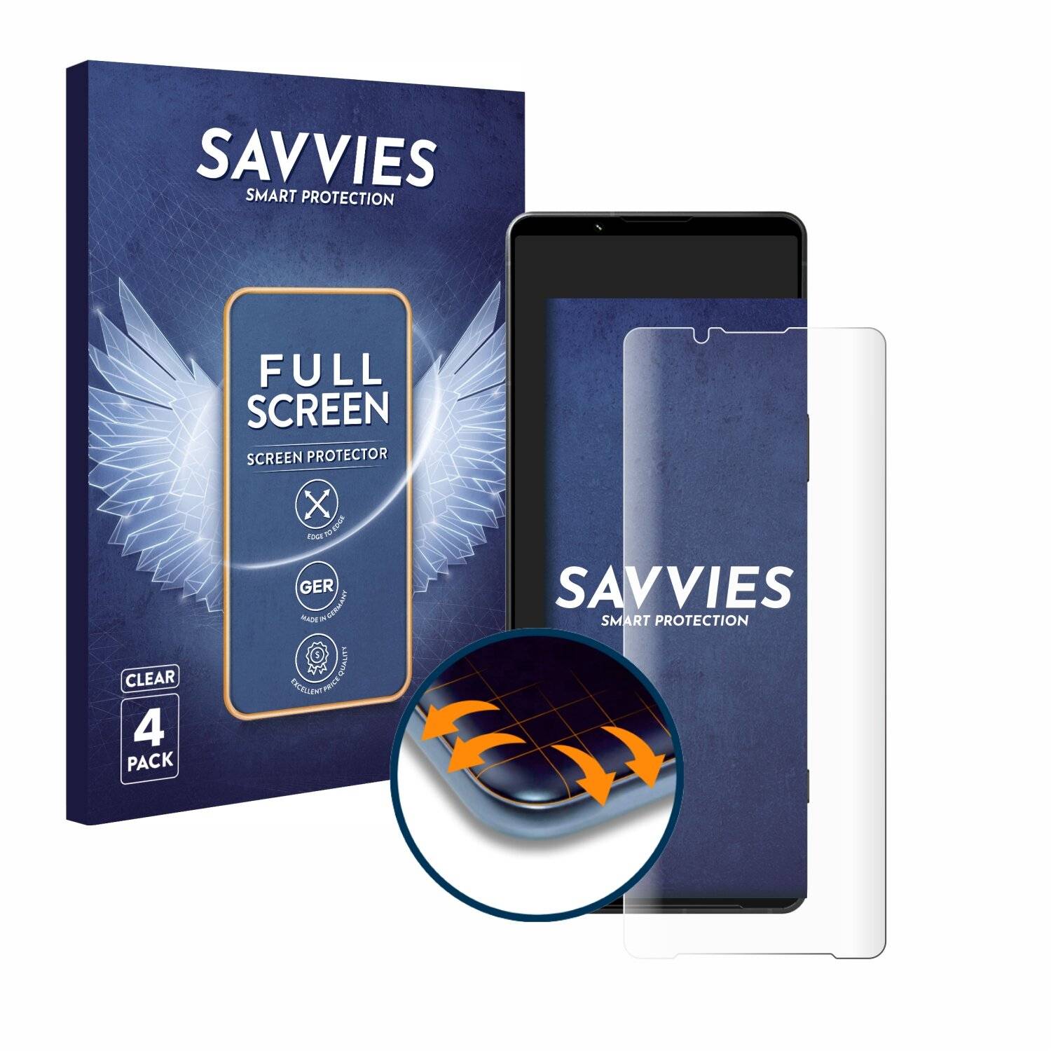 4x Savvies Full-Screen Folie für Sony Xperia 1