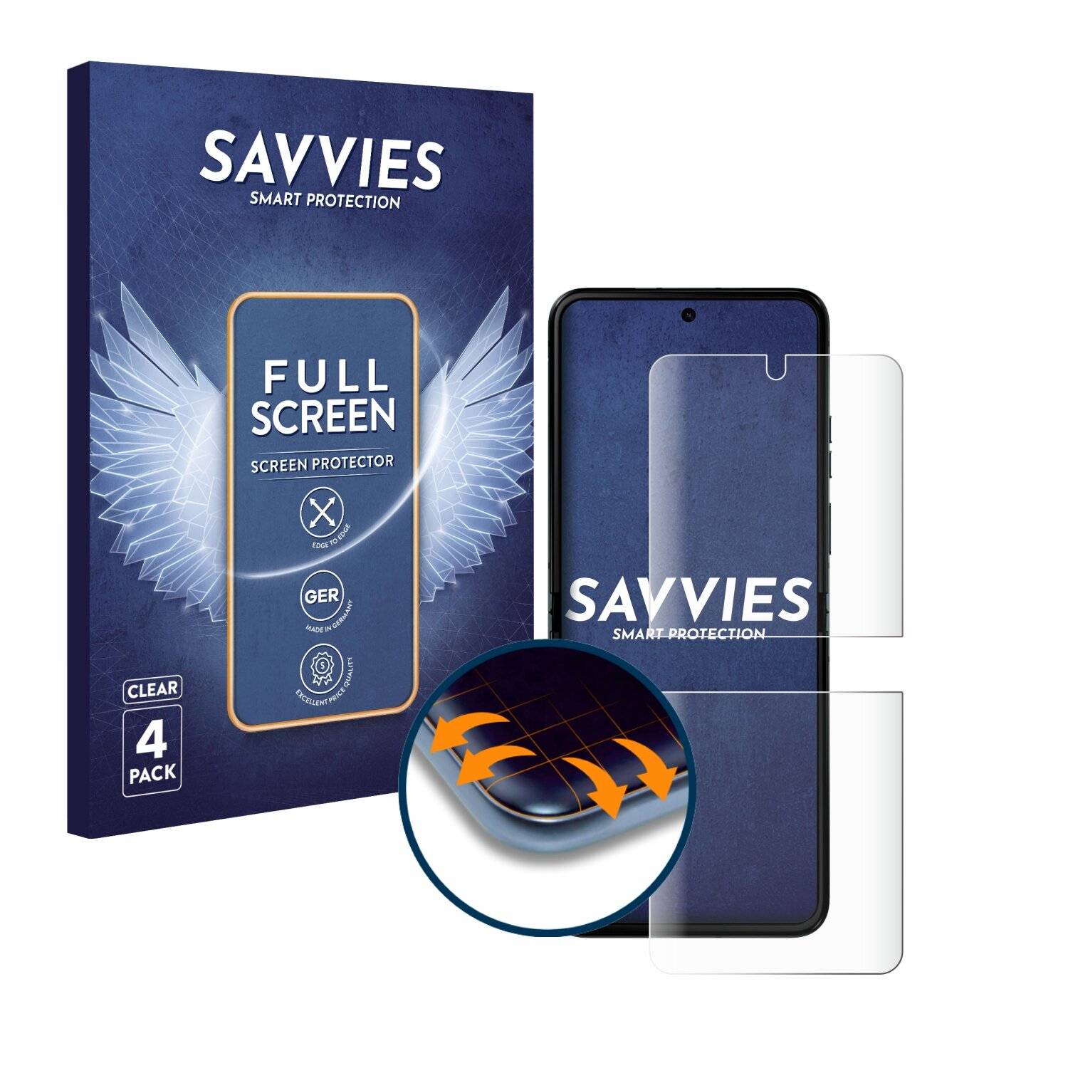 4x Savvies Full-Screen Folie für Motorola Razr 40