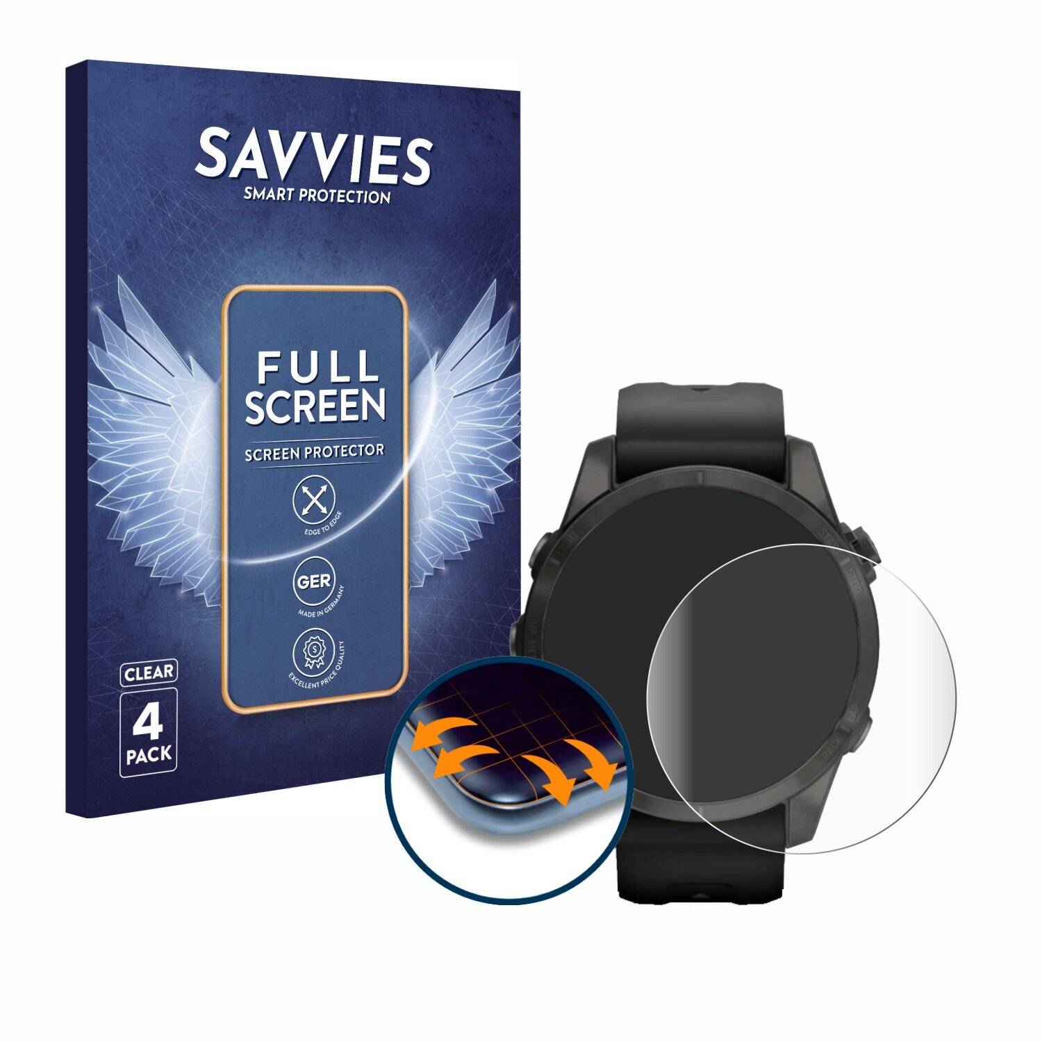 4x Savvies Full-Screen Folie für Garmin Epix Pro (Gen 2) (42