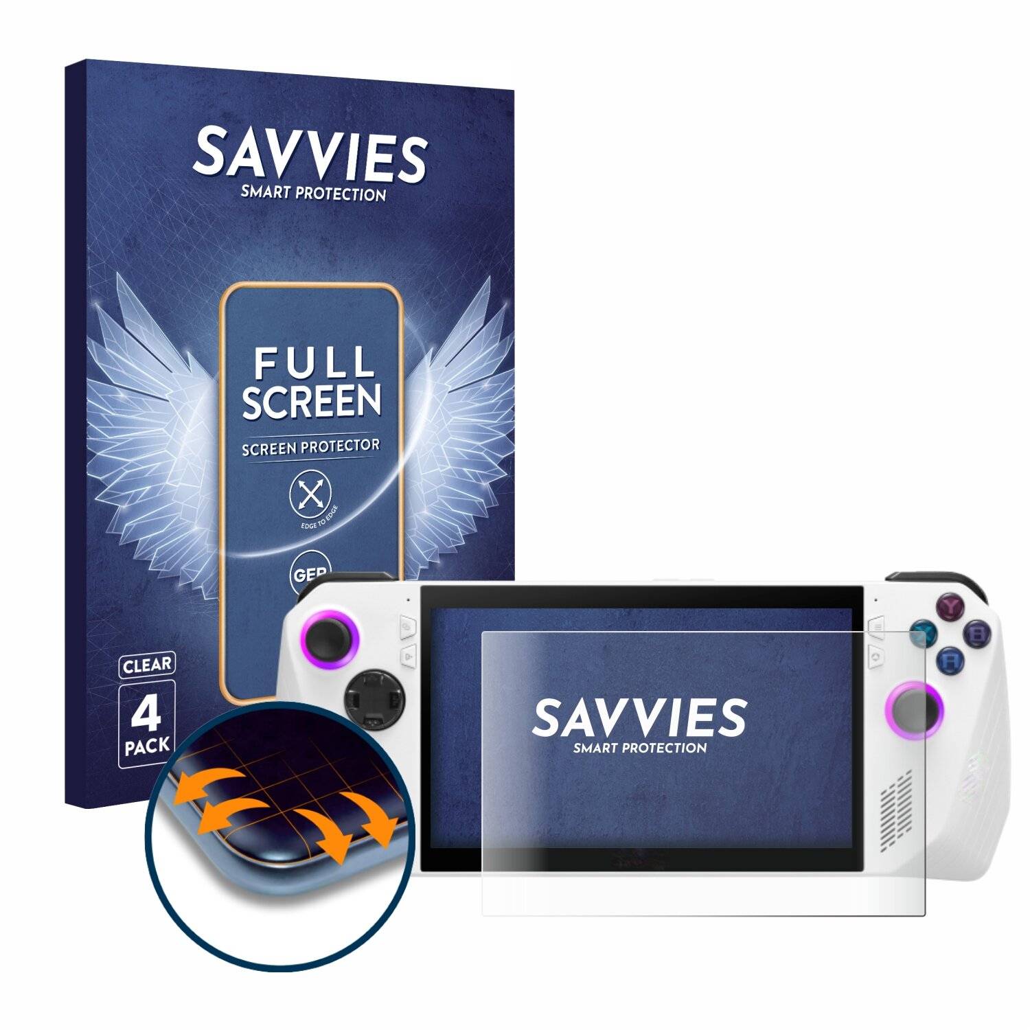4x Savvies Full-Screen Folie für ASUS ROG Ally (2023)