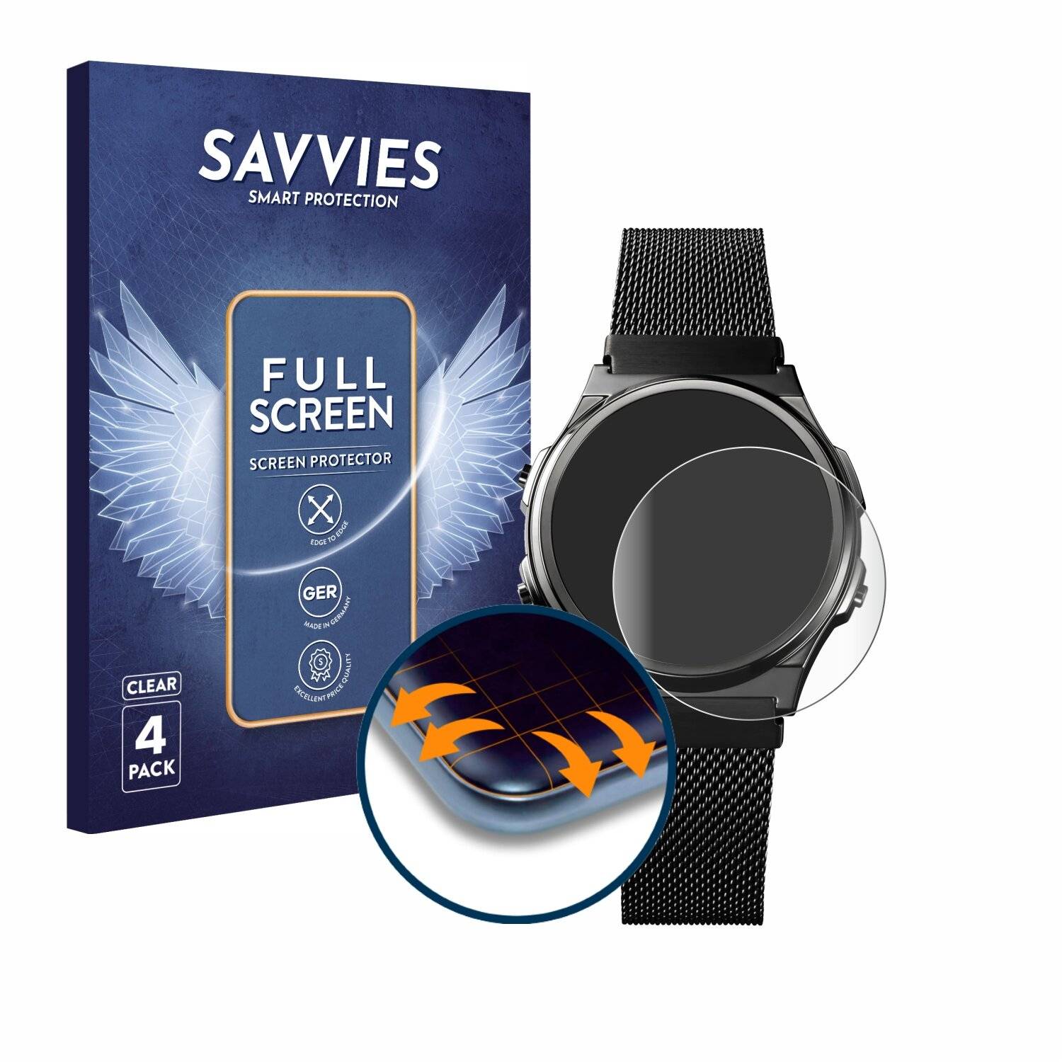 4x Savvies Full-Screen Folie für Casio