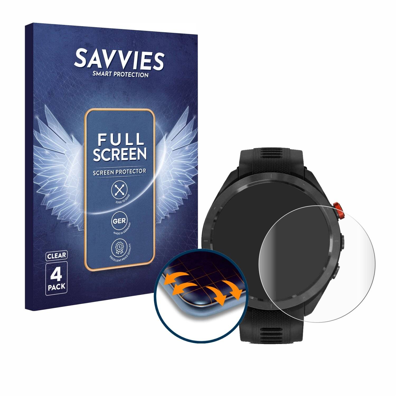 4x Savvies Full-Screen Folie für Garmin Approach S70 (47