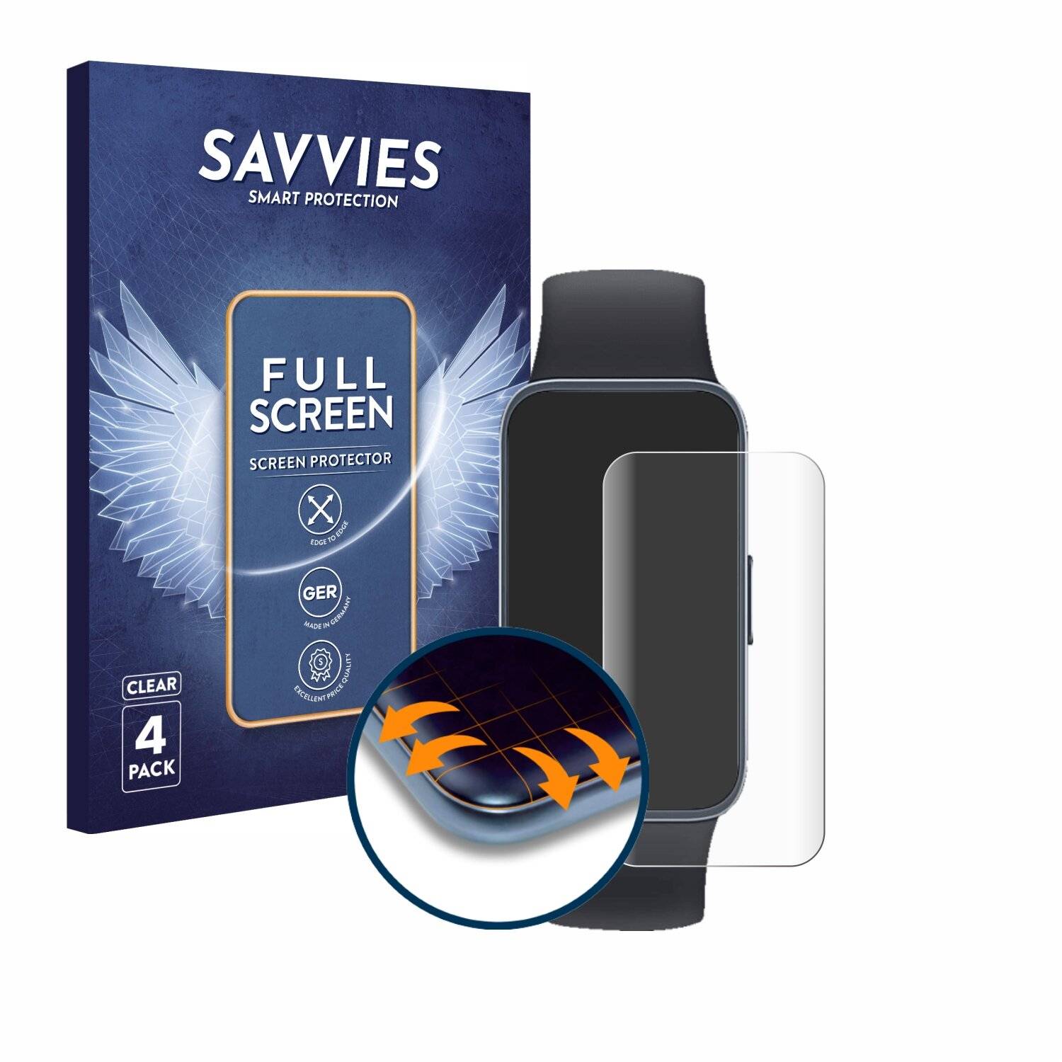 4x Savvies Full-Screen Folie für Huawei Band