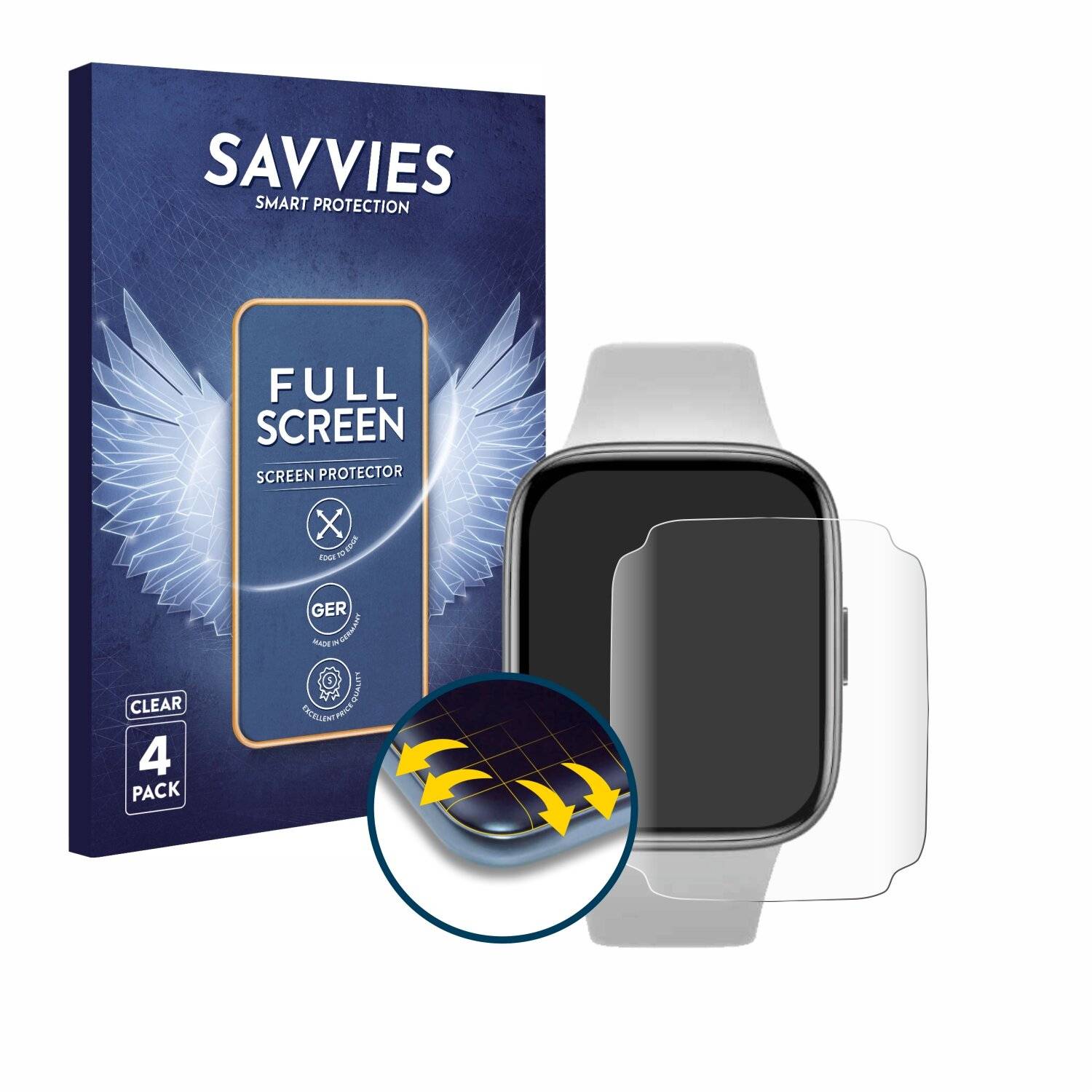 4x Savvies Full-Screen Folie für Xiaomi Redmi Watch 3