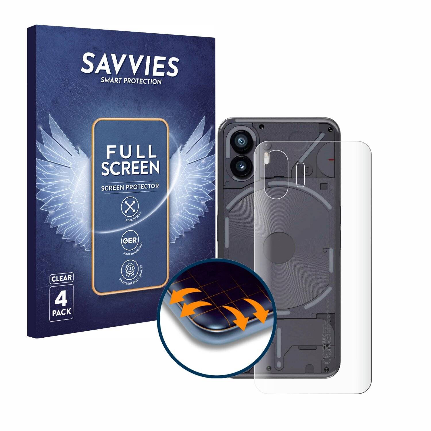 4x Savvies Full-Screen Folie für Nothing Phone (2)
