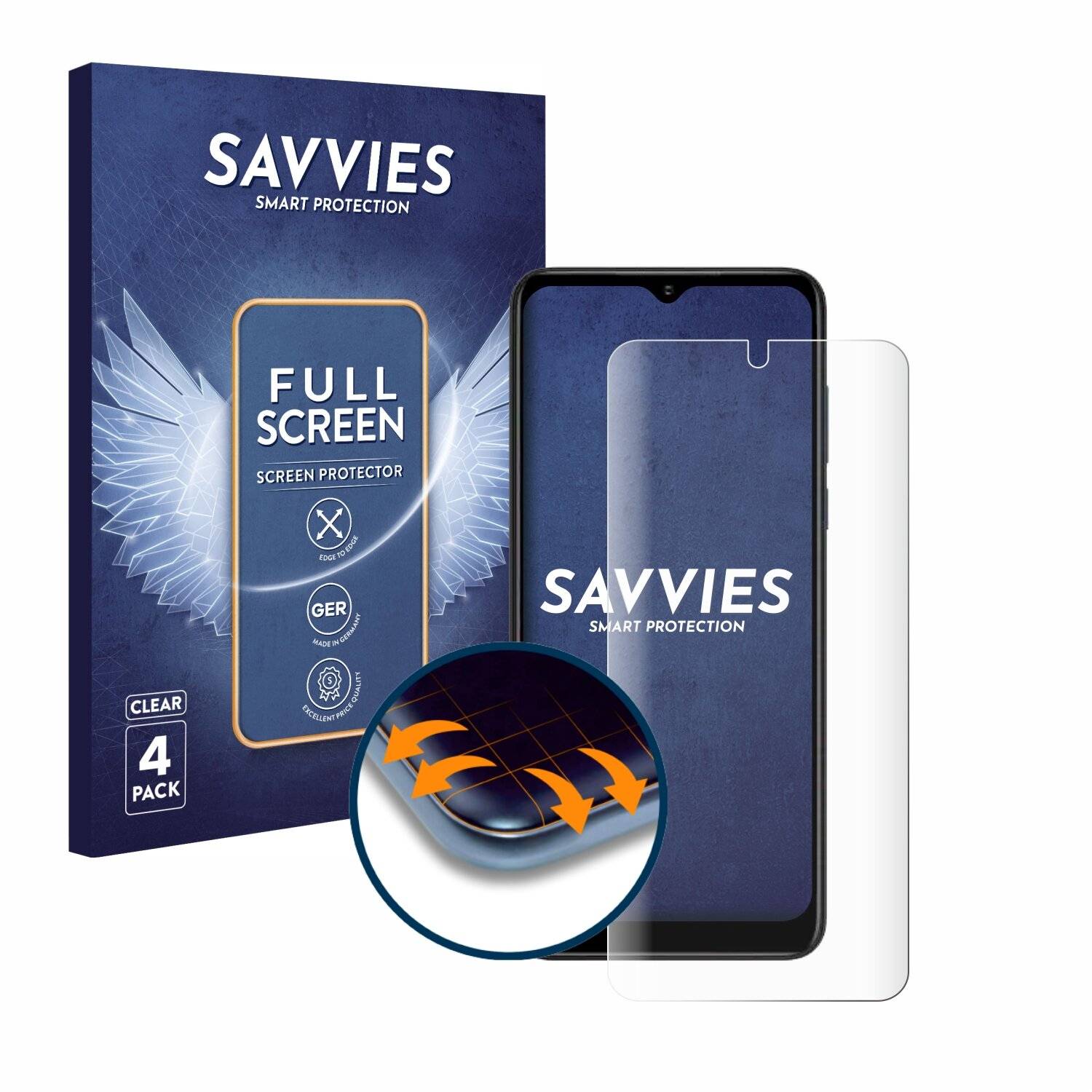 4x Savvies Full-Screen Folie für ZTE Blade V50 Design