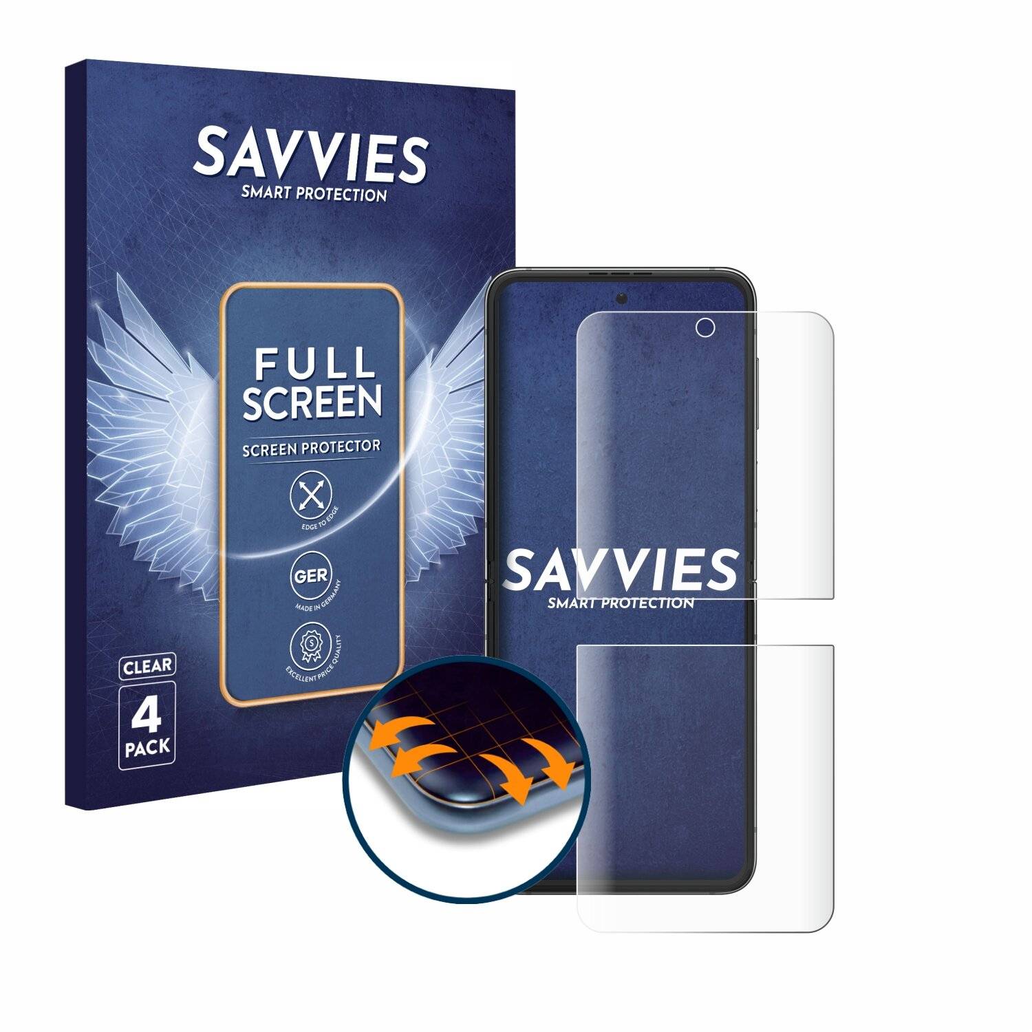 4x Savvies Full-Screen Folie für Samsung Galaxy Z Flip