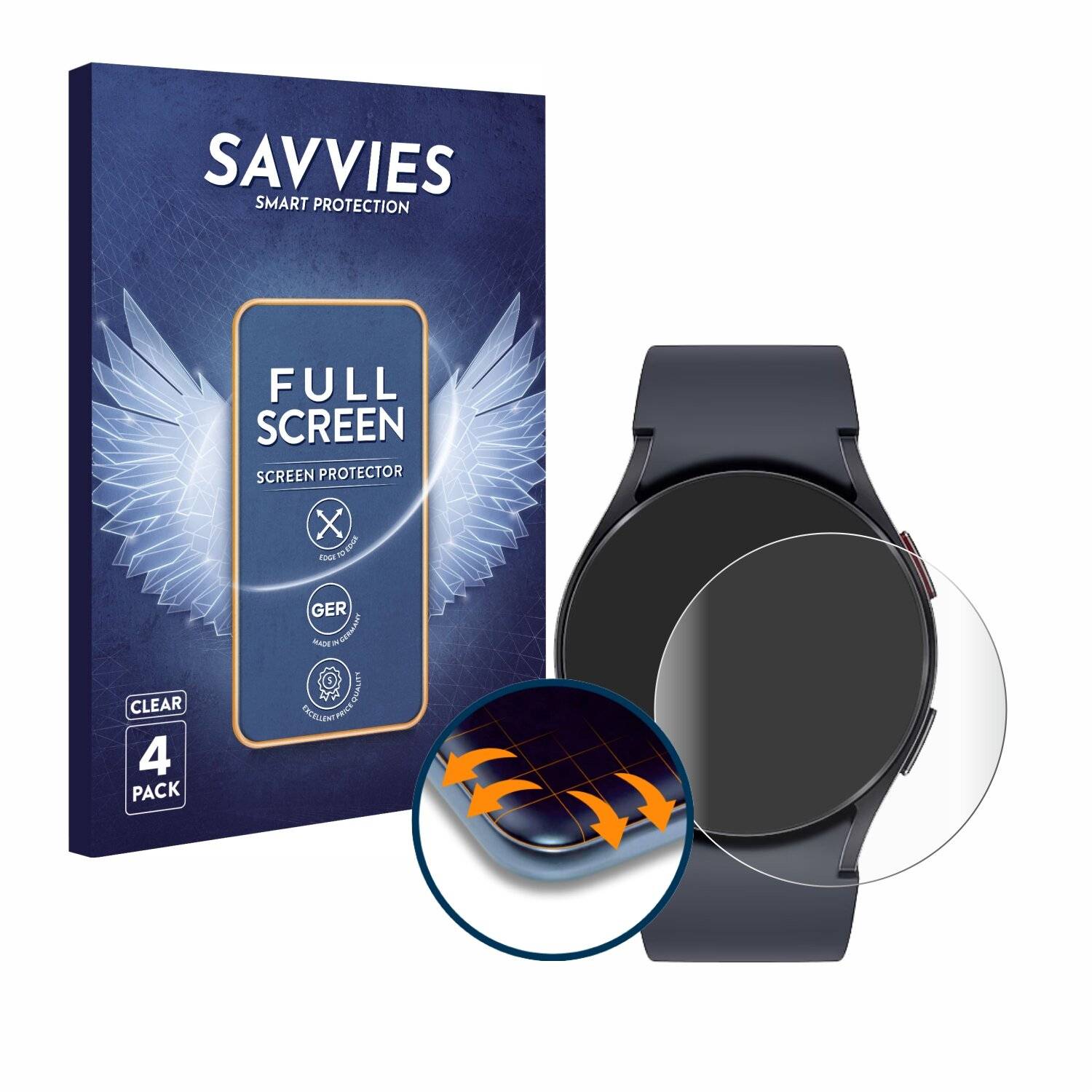 4x Savvies Full-Screen Folie für Samsung Galaxy Watch 6 (40