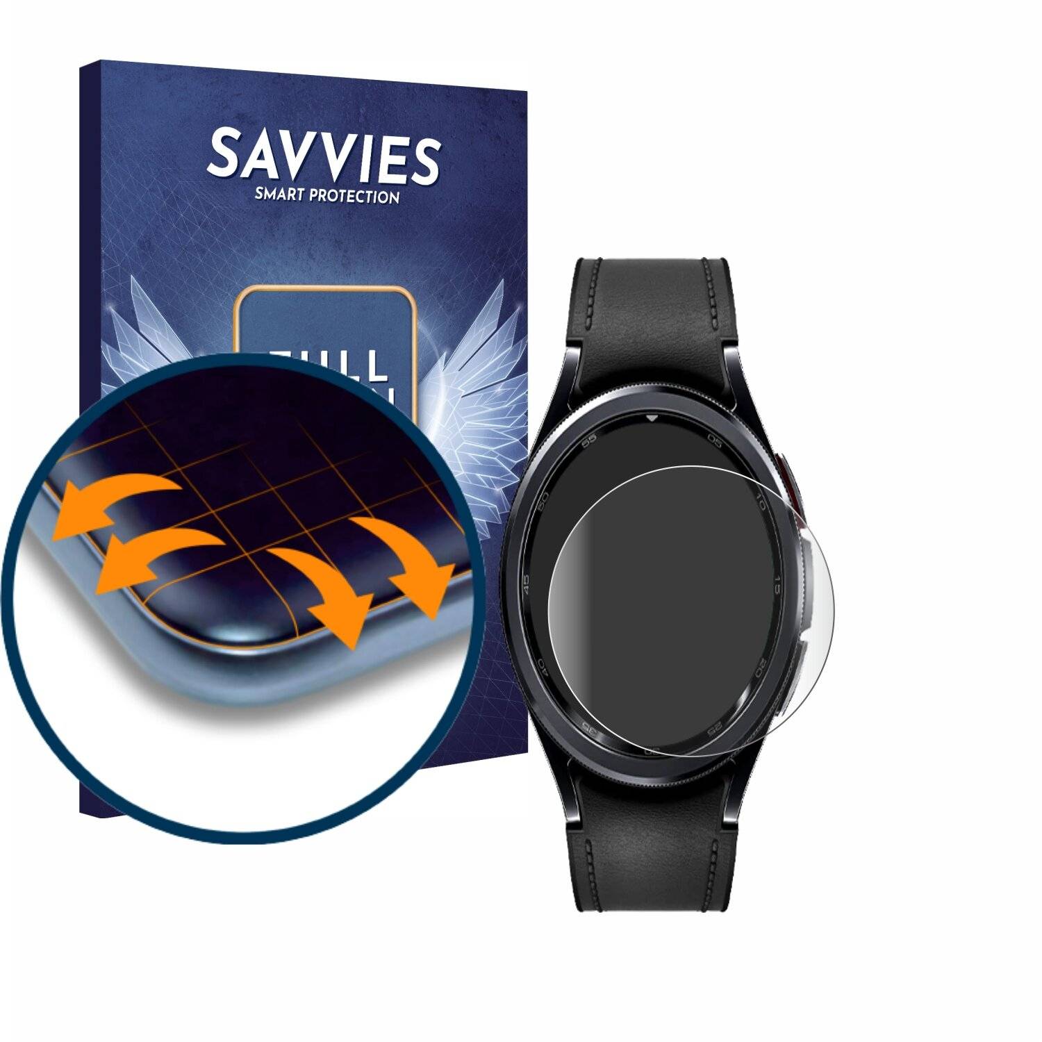 4x Savvies Full-Screen Folie für Samsung Galaxy Watch 6 Classic (43
