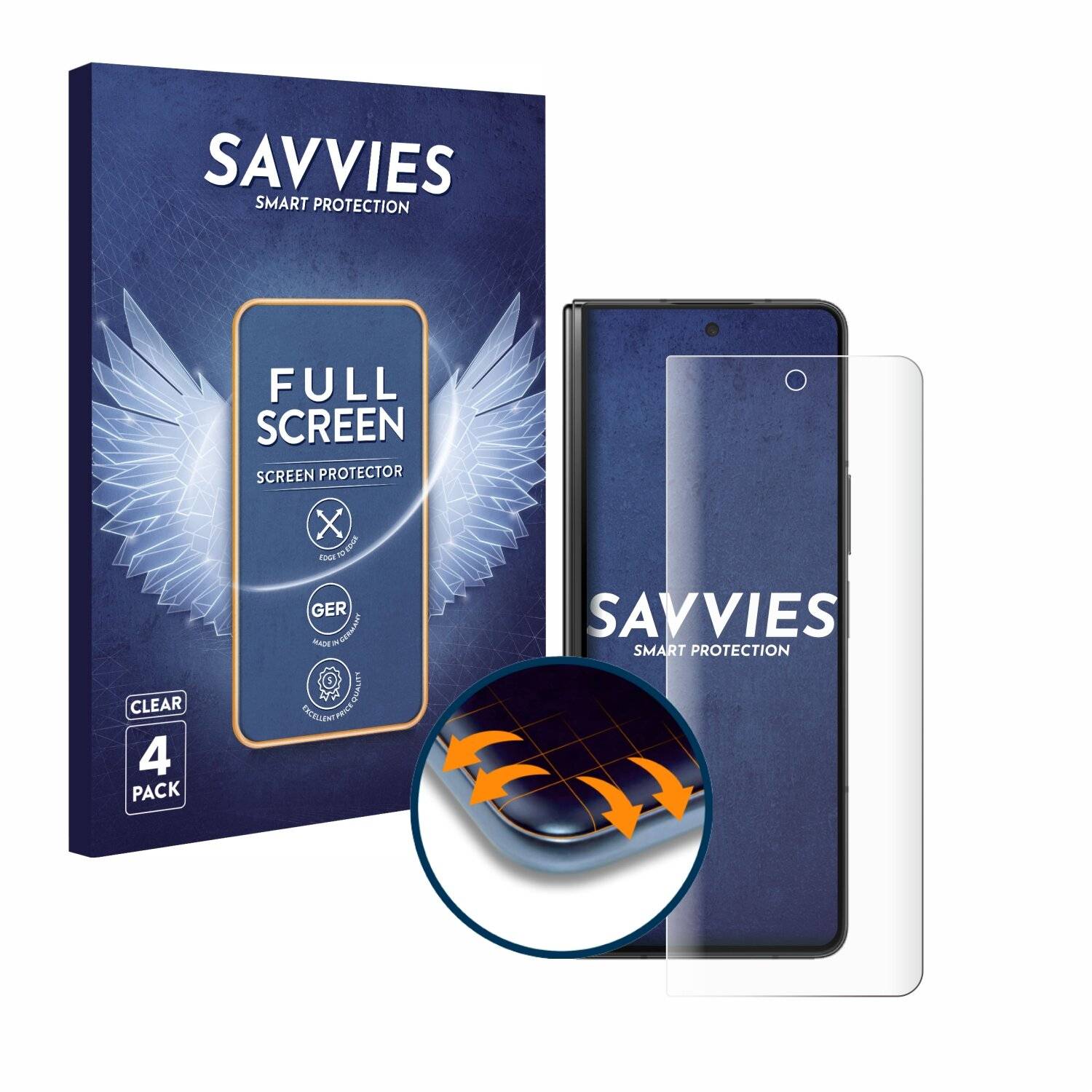 4x Savvies Full-Screen Folie für Samsung Galaxy Z Fold