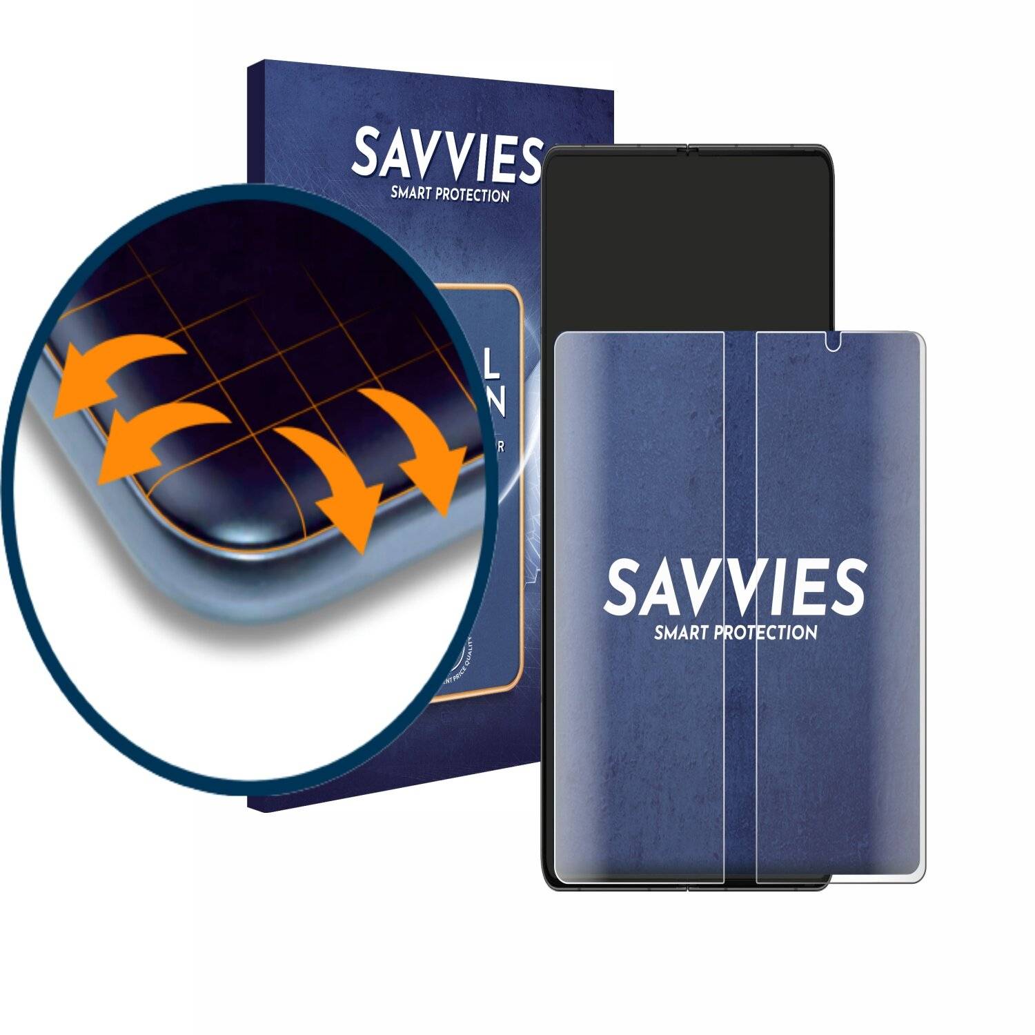 4x Savvies Full-Screen Folie für Samsung Galaxy Z Fold 5 (Inneres