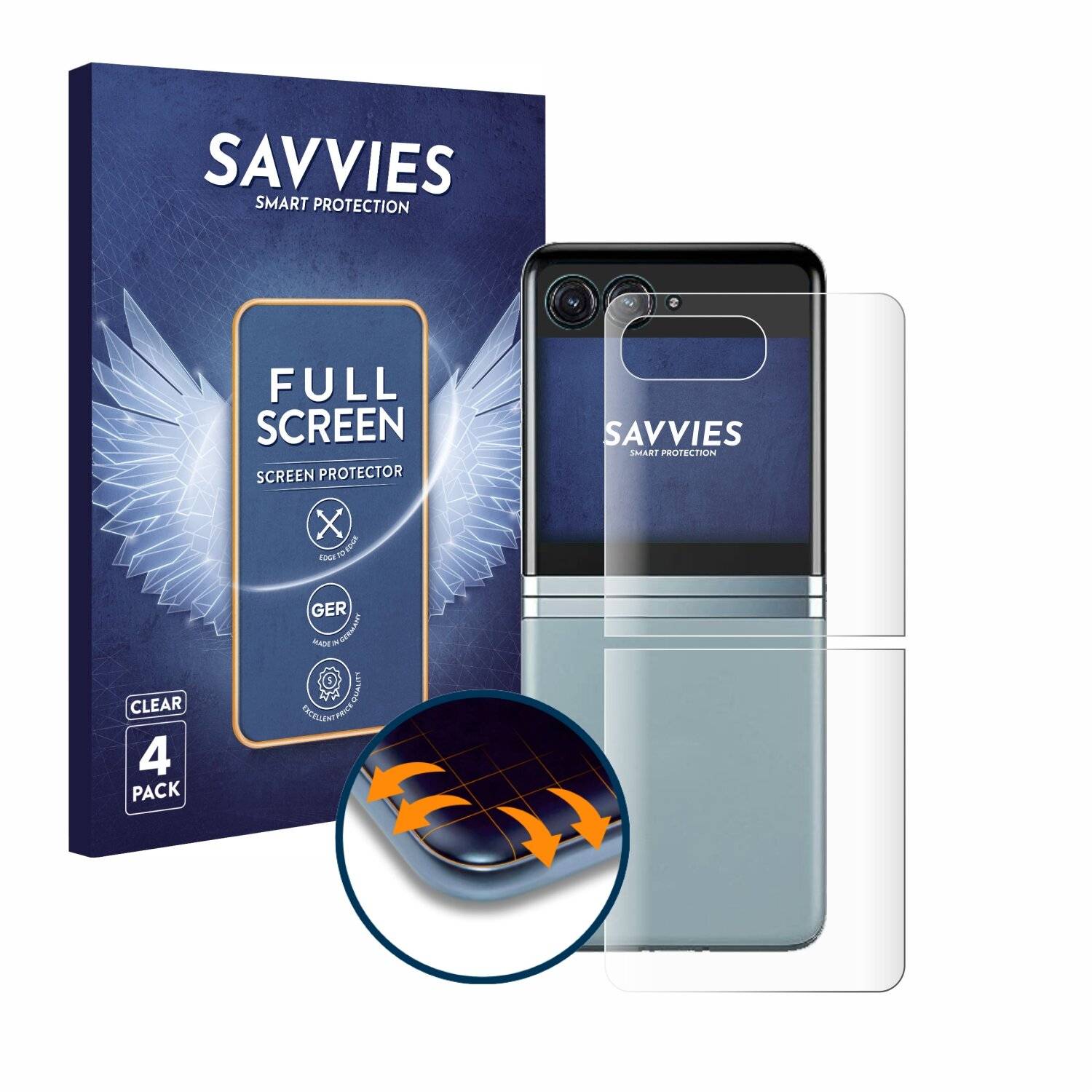 4x Savvies Full-Screen Folie für Motorola Razr 40 Ultra