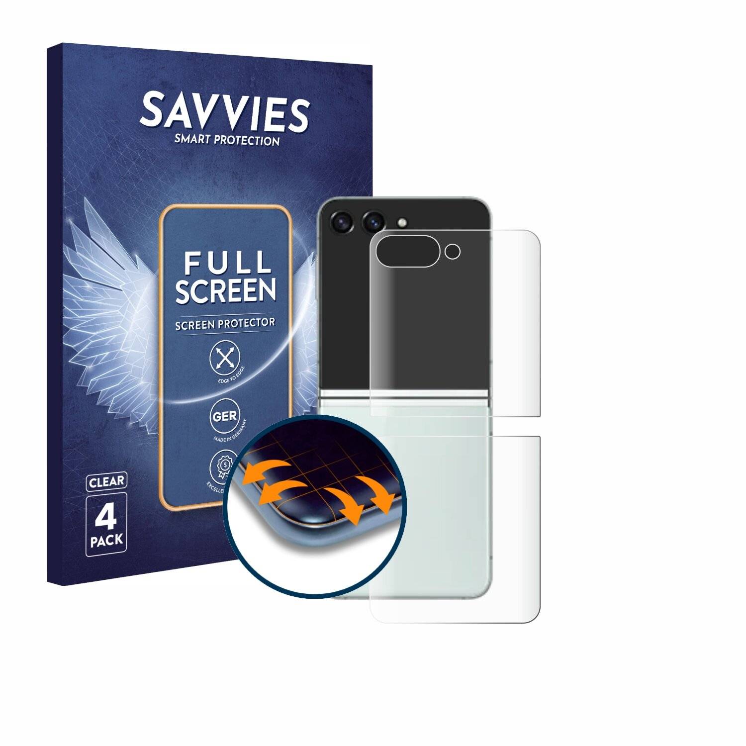 4x Savvies Full-Screen Folie für Samsung Galaxy Z Flip 5