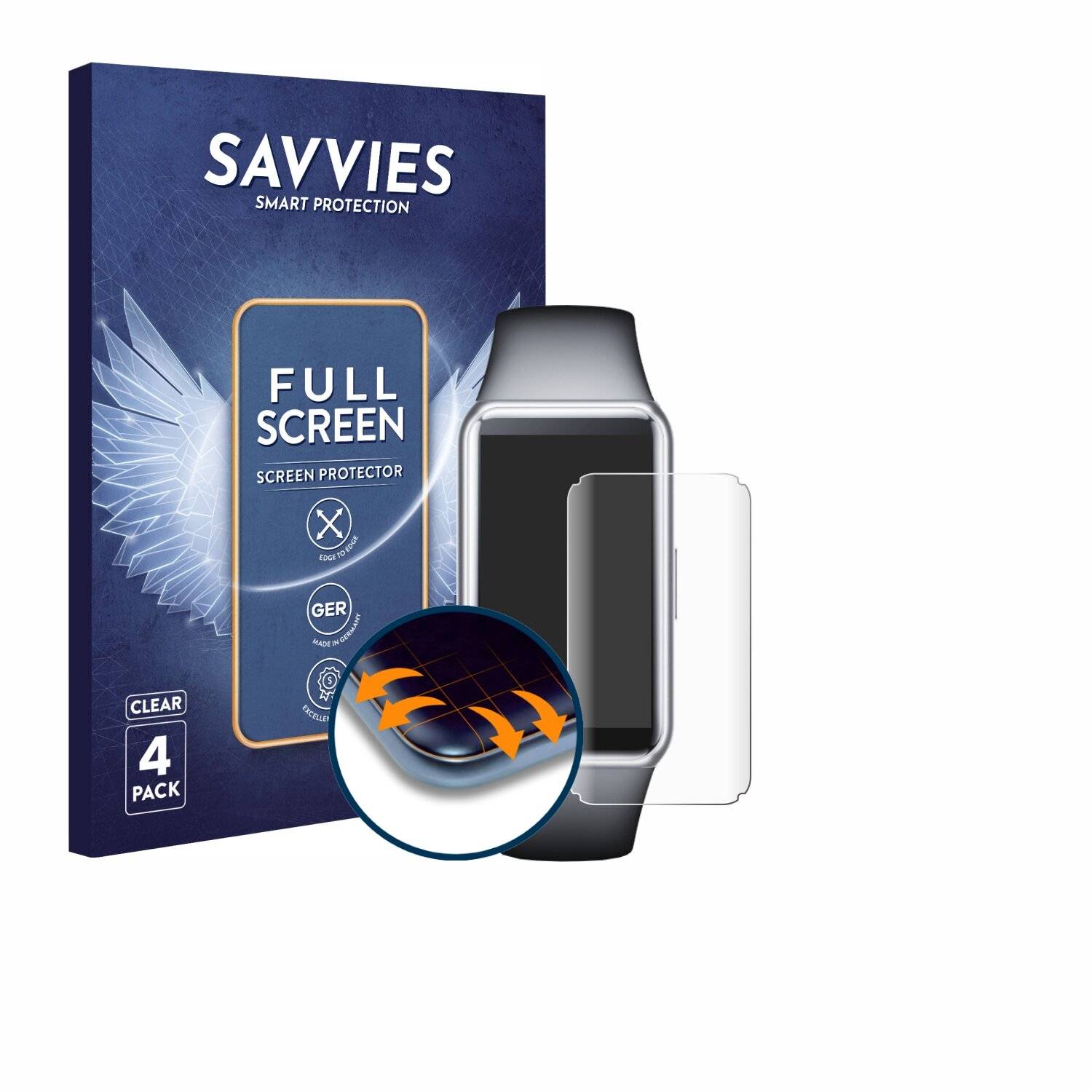 4x Savvies Full-Screen Folie für Honor Band 7