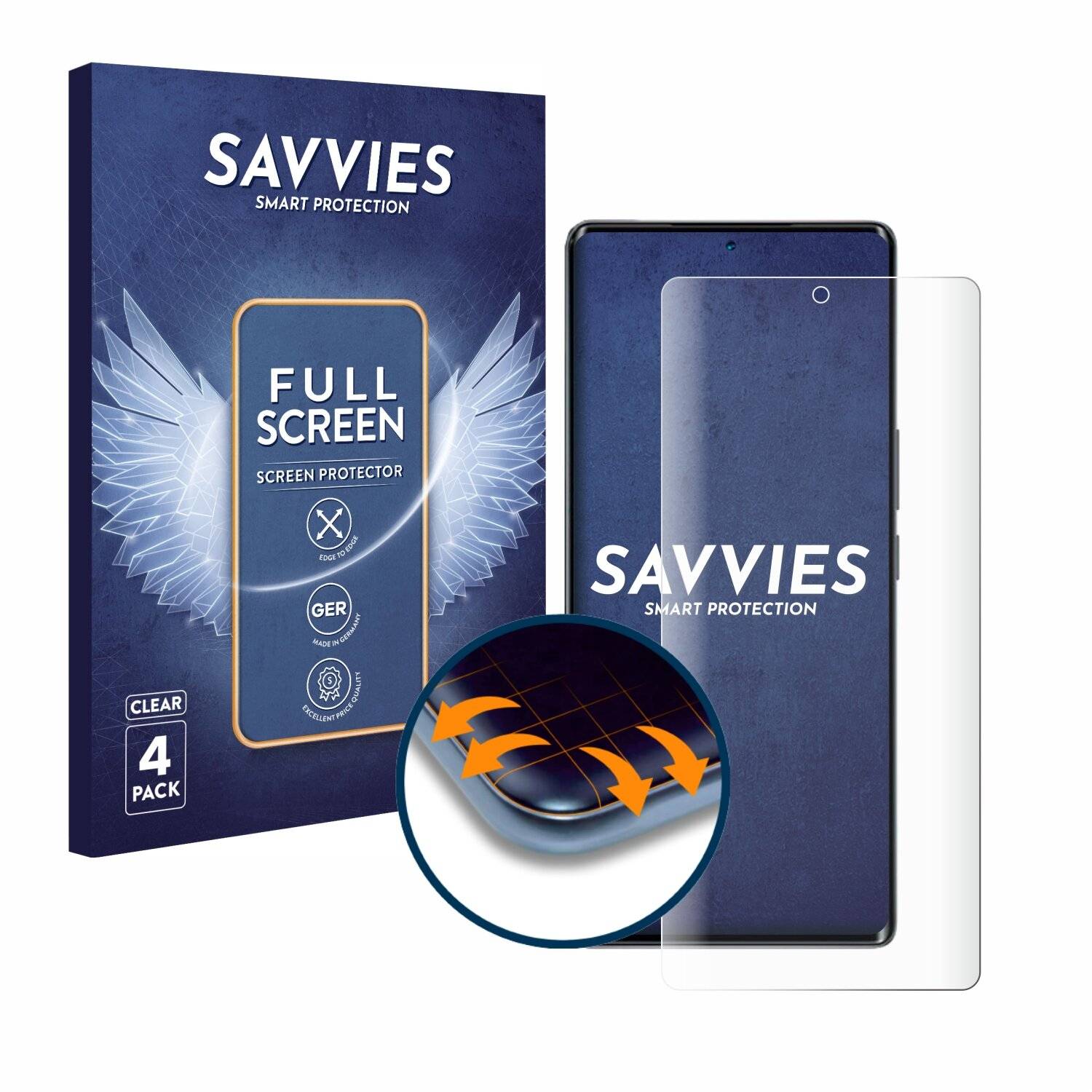4x Savvies Full-Screen Folie für Blackview A200