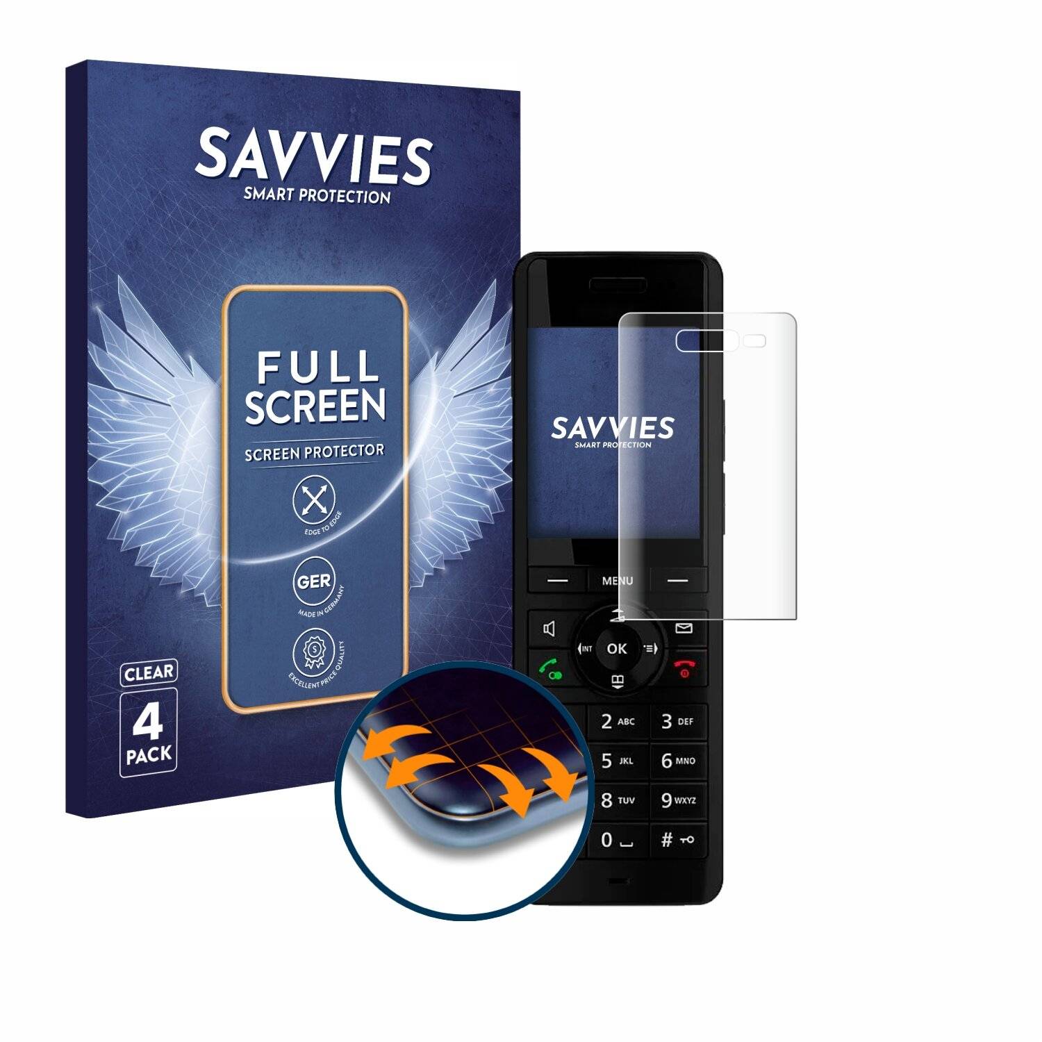 4x Savvies Full-Screen Folie für AVM Fritz!Fon X6