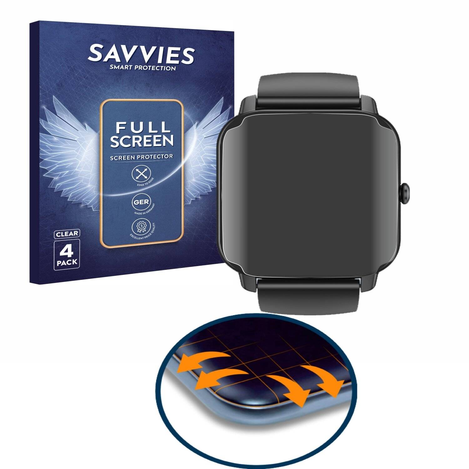 4x Savvies Full-Screen Folie für Sudugo P66E 1.85 (4x (1.85