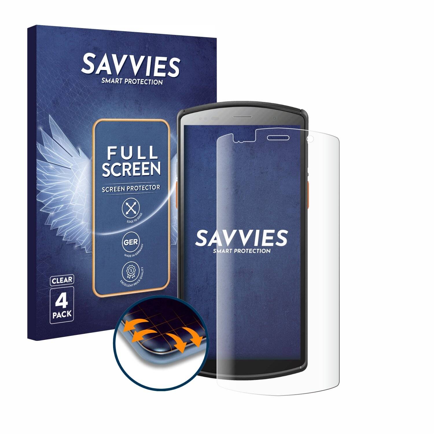 4x Savvies Full-Screen Folie für Urovo DT50