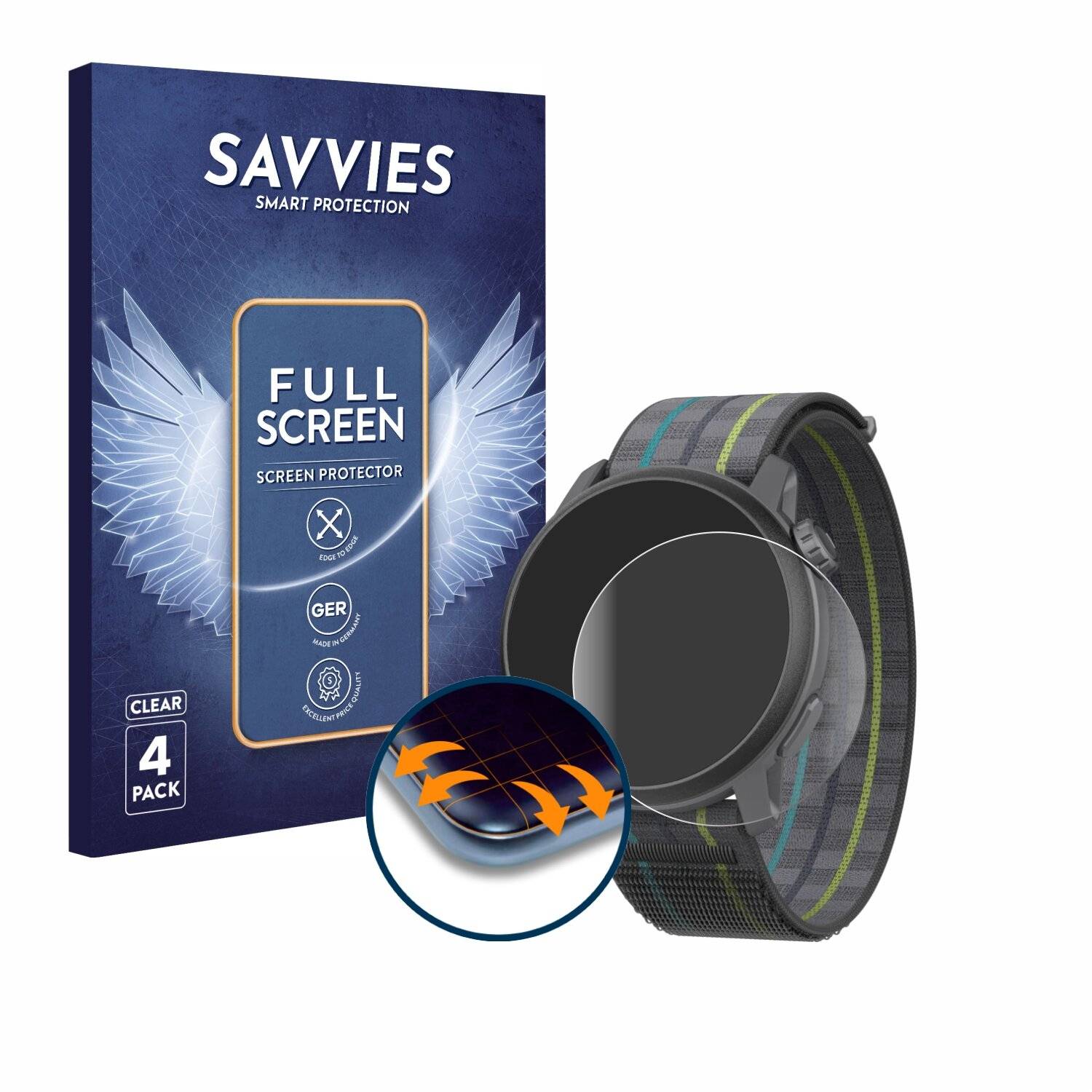 4x Savvies Full-Screen Folie für Coros Pace