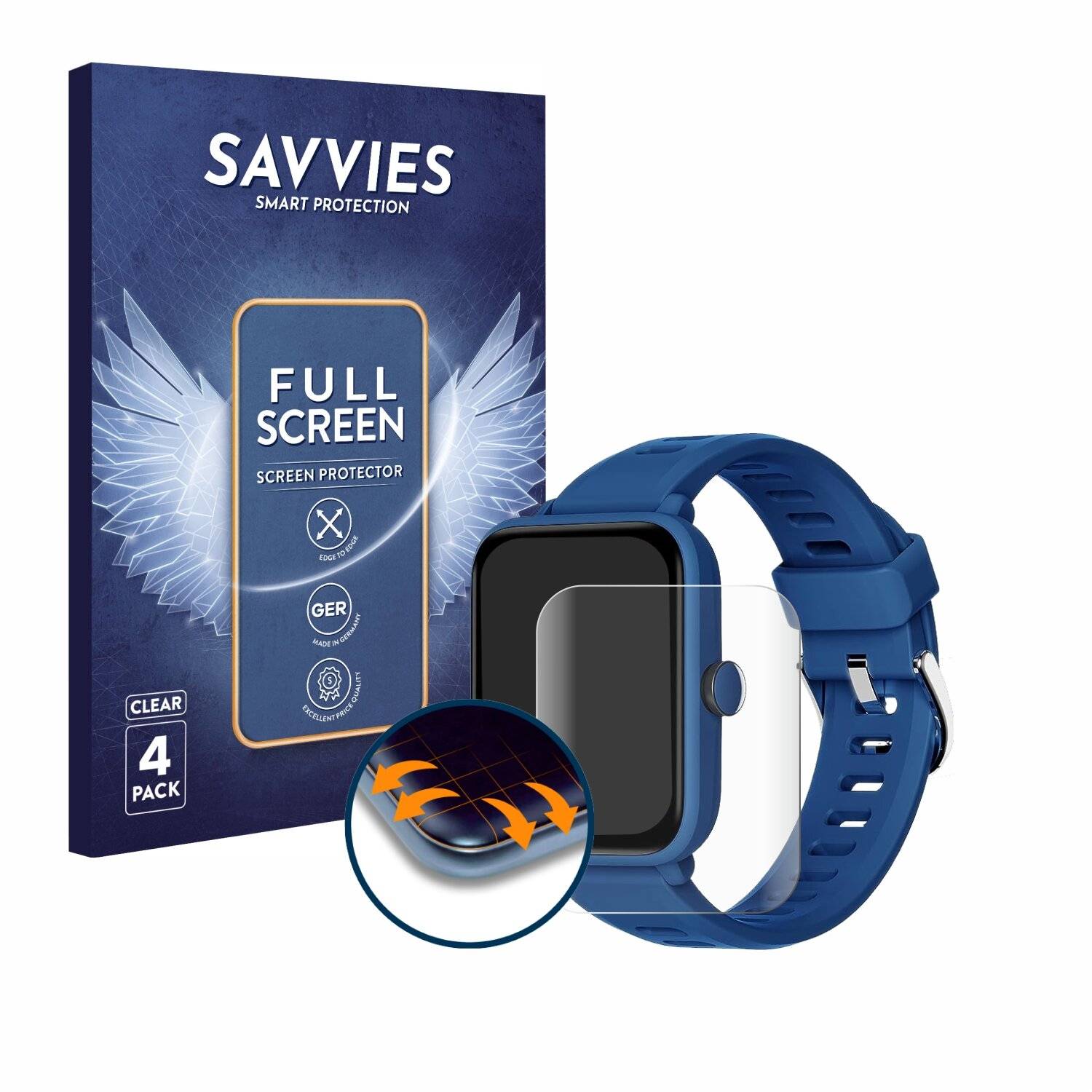 4x Savvies Full-Screen Folie für Biggerfive BW01