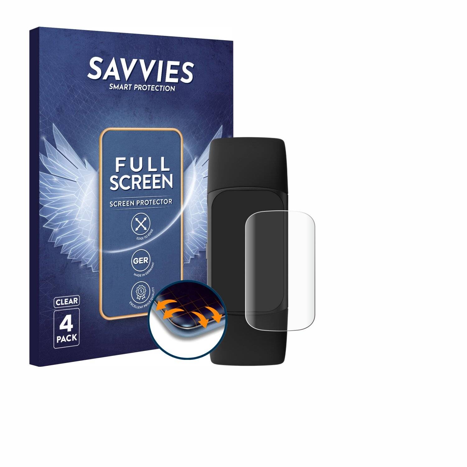 4x Savvies Full-Screen Folie für Fitbit Charge