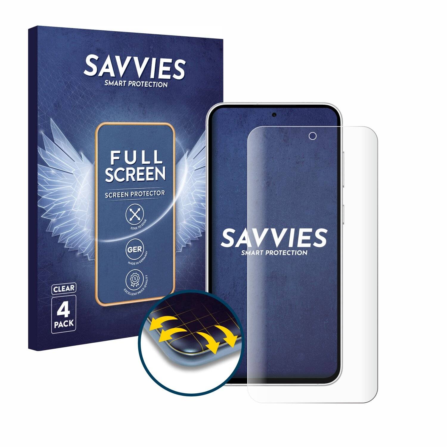 4x Savvies Full-Screen Folie für Samsung Galaxy S23