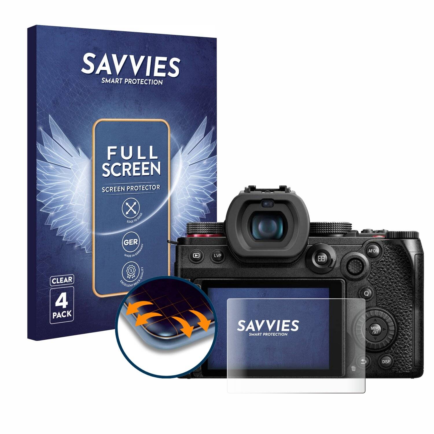 4x Savvies Full-Screen Folie für Panasonic Lumix DC-G9