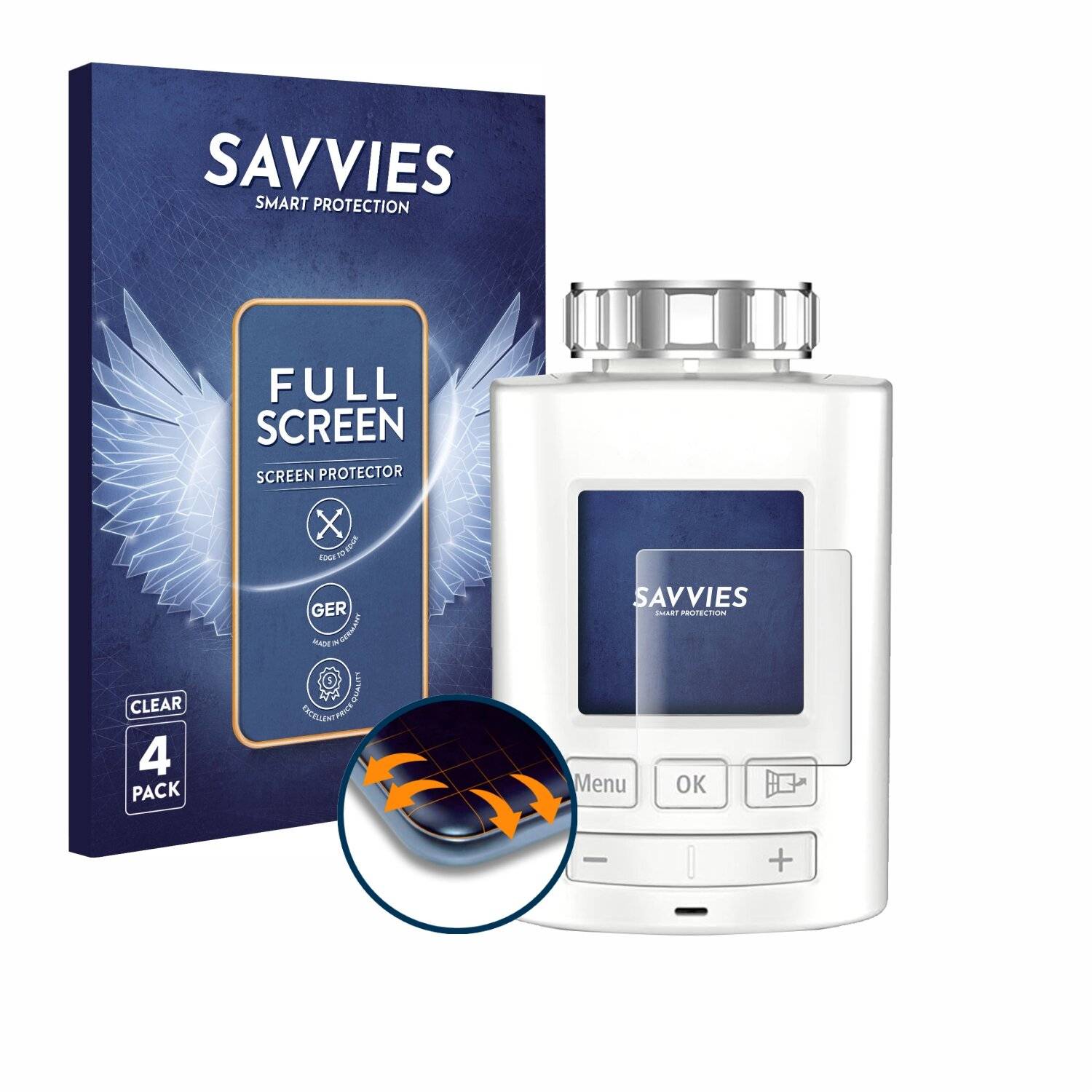 4x Savvies Full-Screen Folie für AVM FRITZ!DECT