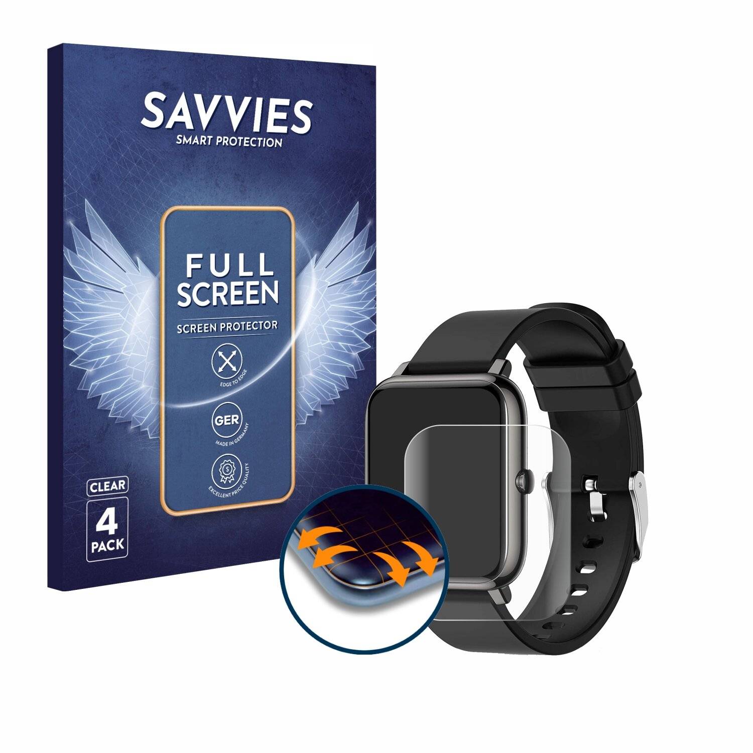 4x Savvies Full-Screen Folie für Popglory IP67