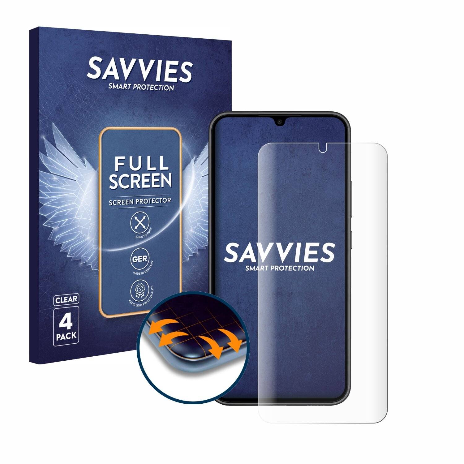 4x Savvies Full-Screen Folie für Samsung Galaxy A34 5G Enterprise