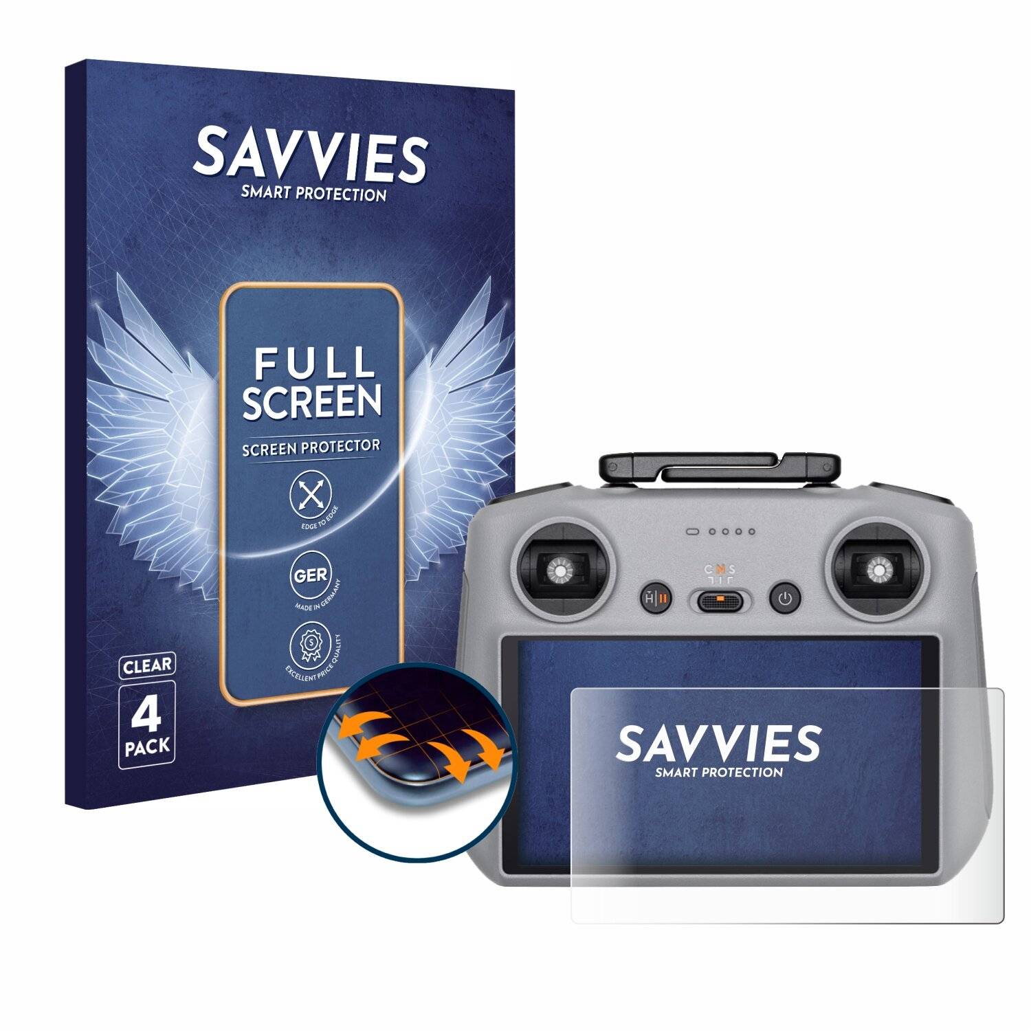 4x Savvies Full-Screen Folie für DJI RC