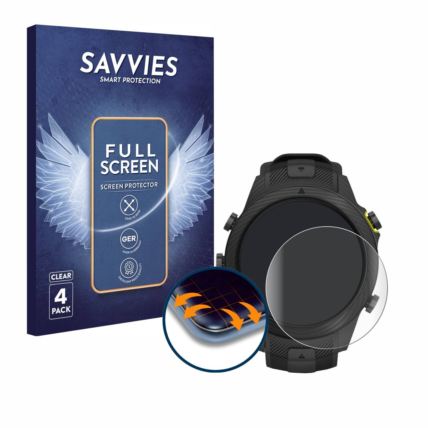 4x Savvies Full-Screen Folie für Garmin Marq Athlete Gen