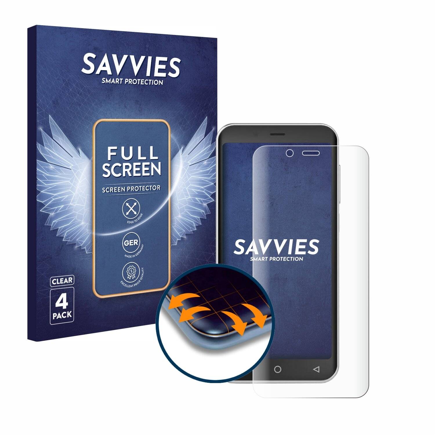 4x Savvies Full-Screen Folie für Emporia Smart 5