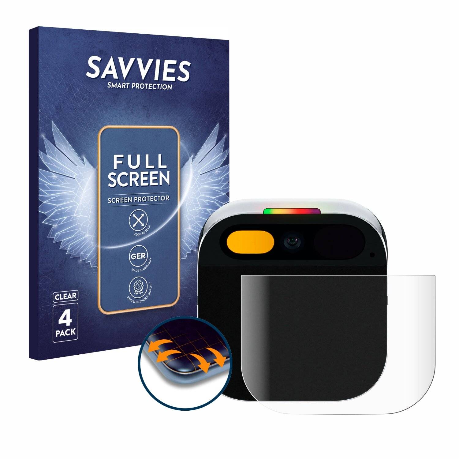 4x Savvies Full-Screen Folie für Humane Ai Pin (Touch