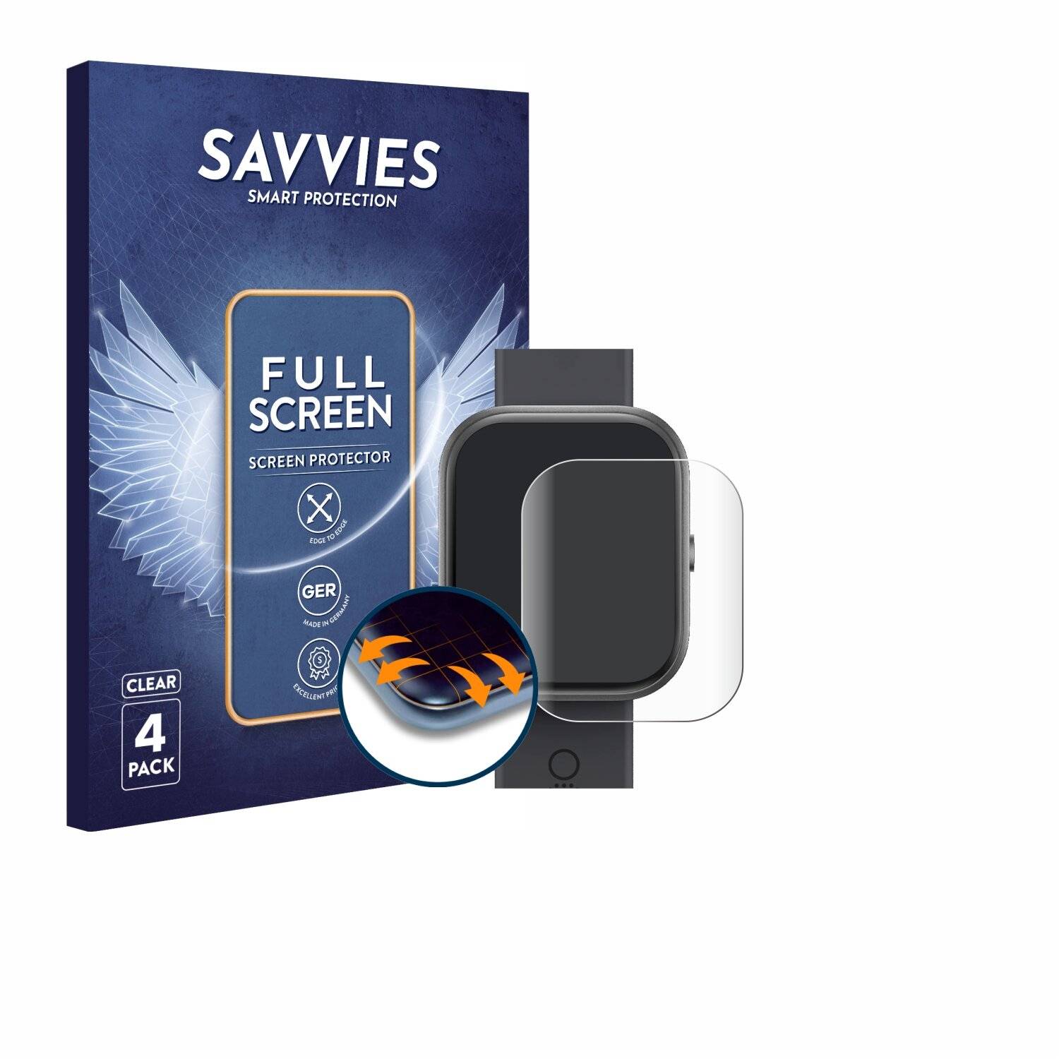 4x Savvies Full-Screen Folie für Nothing CMF Watch