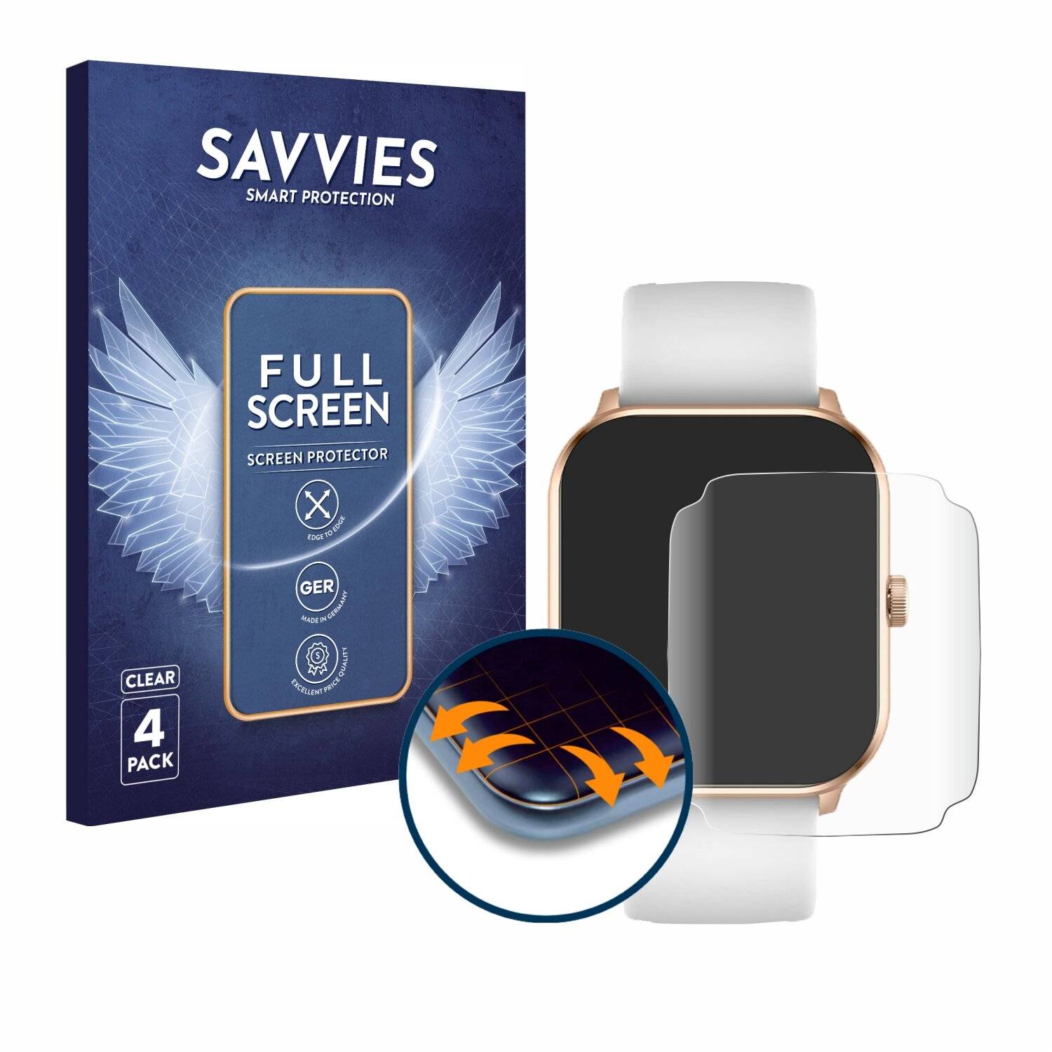 4x Savvies Full-Screen Folie für Ice-Watch ICE Smart 021413