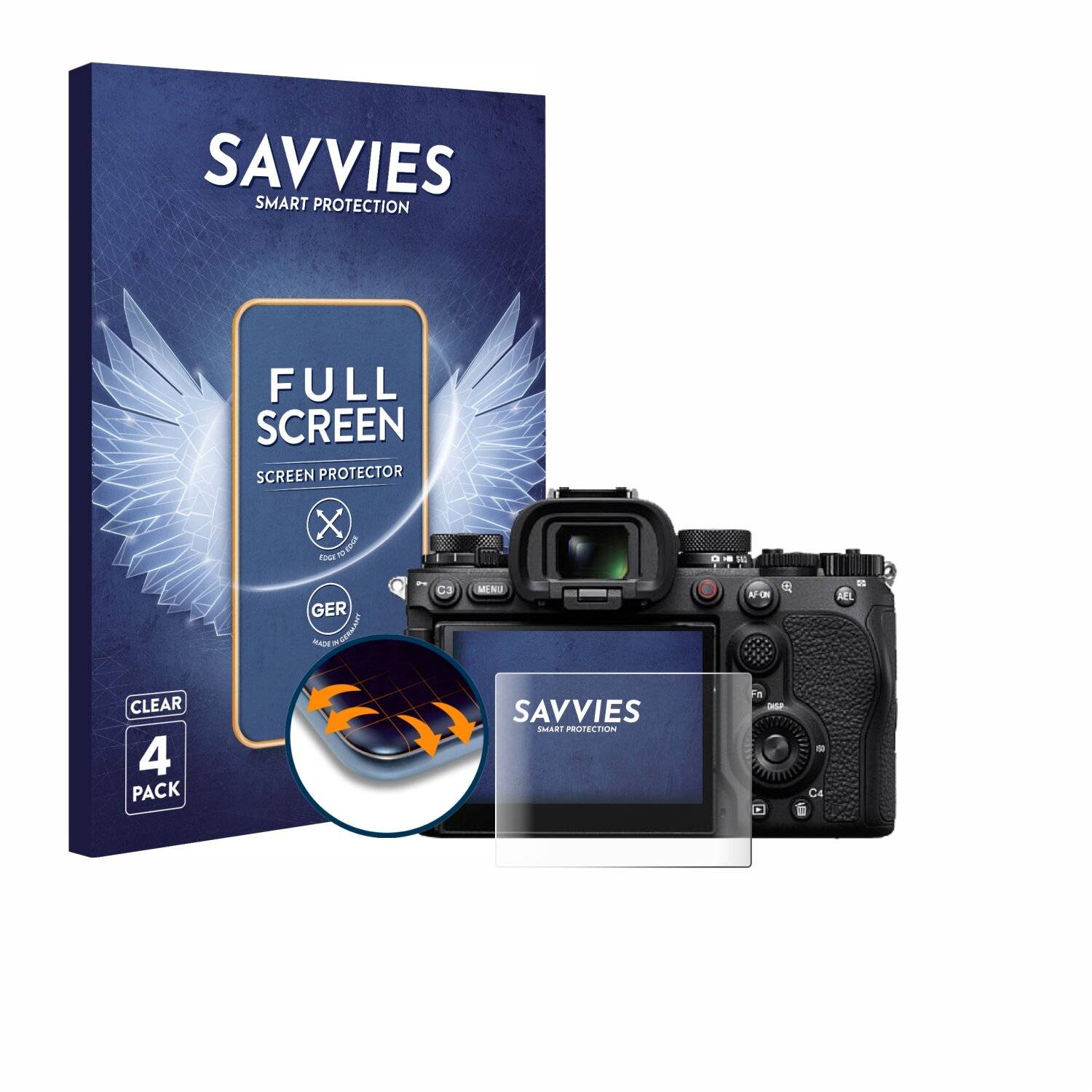 4x Savvies Full-Screen Folie für Sony Alpha 9
