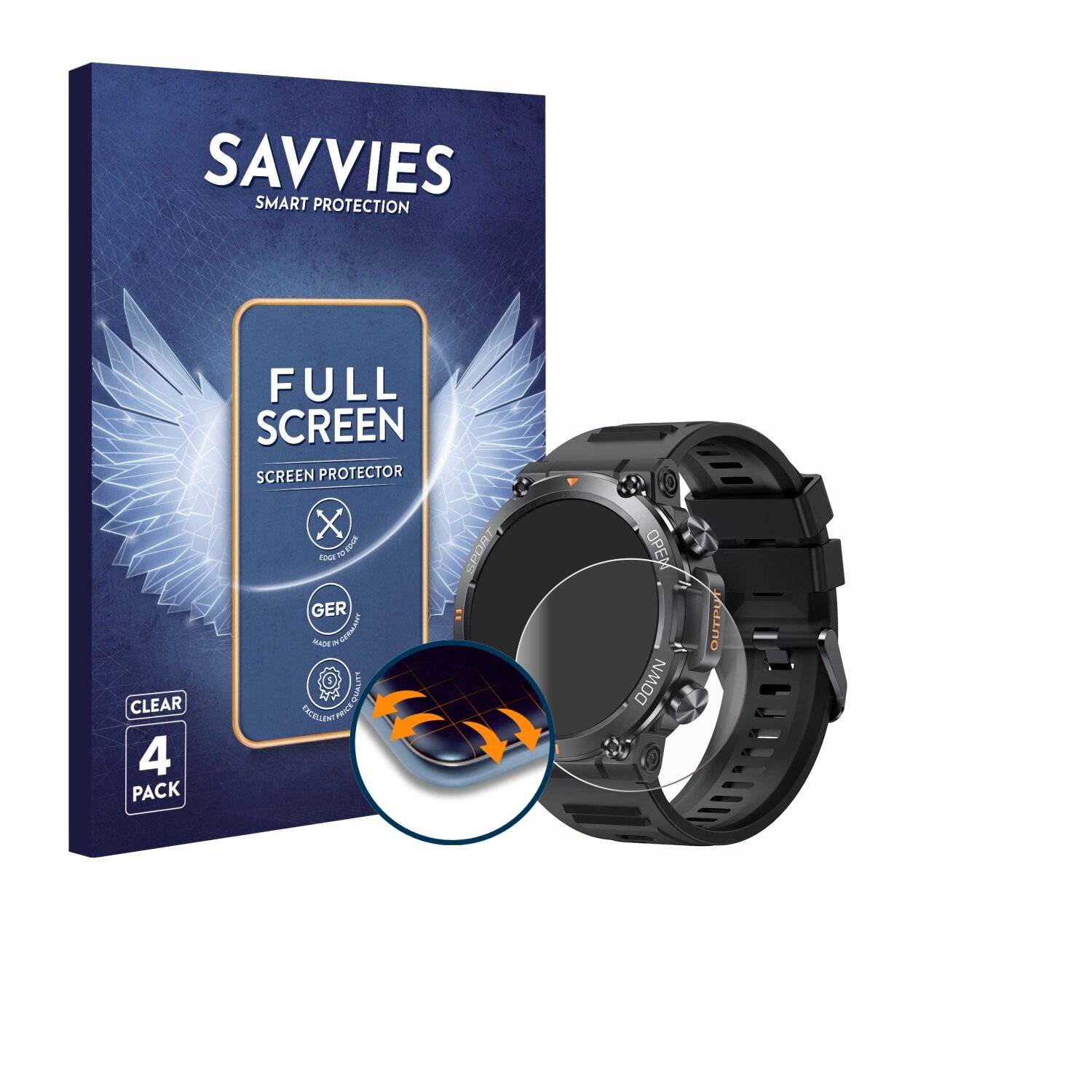 4x Savvies Full-Screen Folie für GaWear K56-PRO