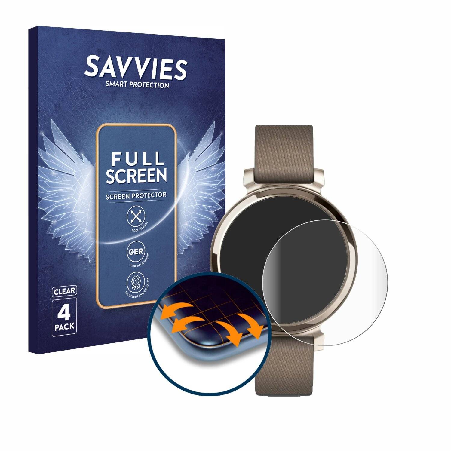 4x Savvies Full-Screen Folie für Garmin Lily