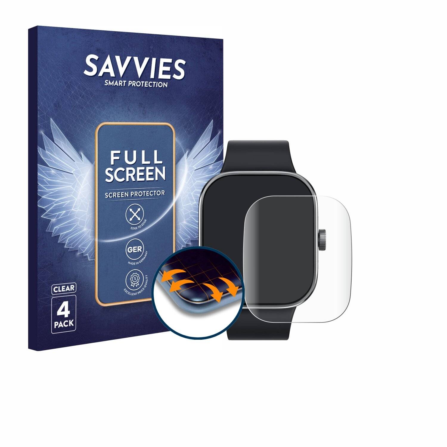 4x Savvies Full-Screen Folie für Xiaomi Redmi Watch 4