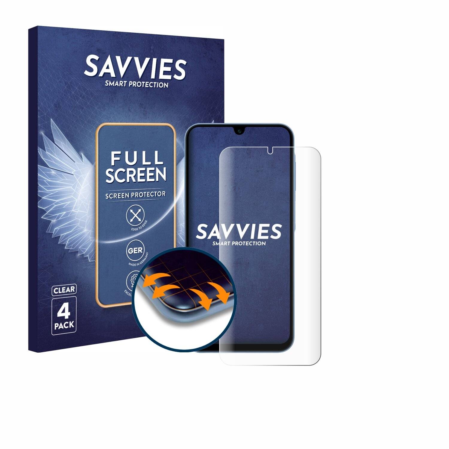 4x Savvies Full-Screen Folie für Samsung Galaxy