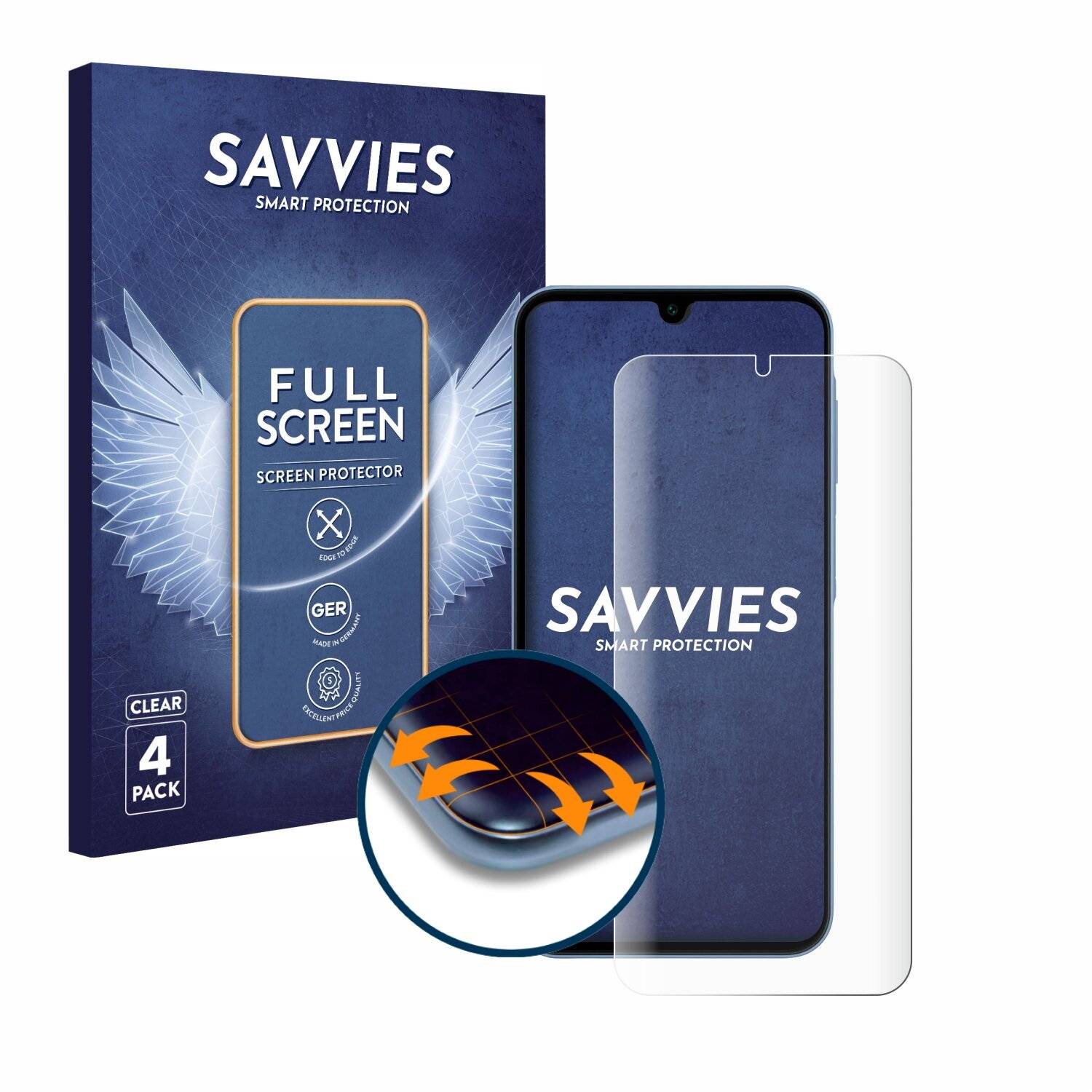 4x Savvies Full-Screen Folie für Samsung Galaxy A15